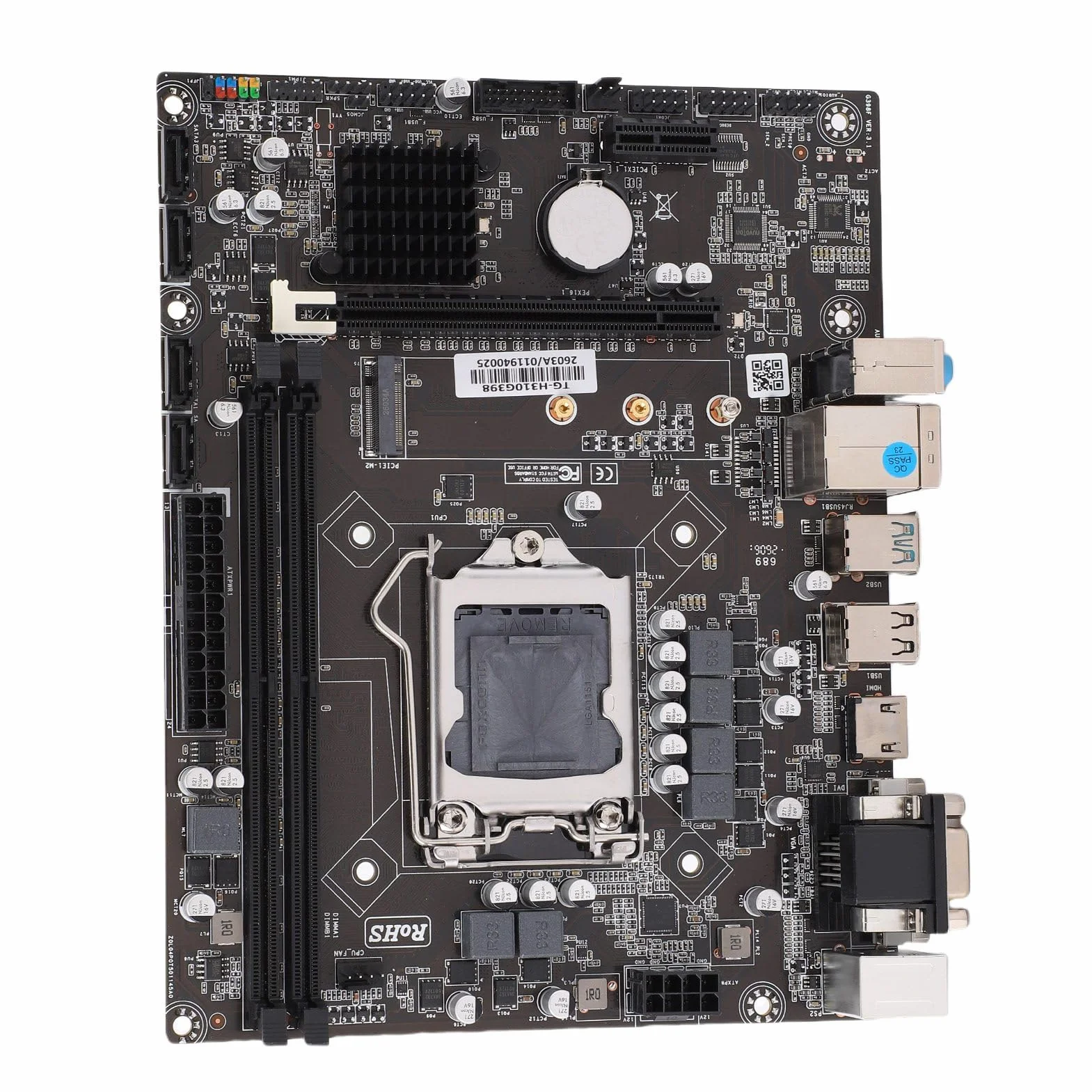 Płyta Główna H310 LGA 1151, maks. 32 Gb DDR4 NVME M.2 SATA 6 Gb Micro ATX Gamingowa Płyta Główna z Portem PCIE HMDI DVI VGA, Obsługuje 8th 9th G dla Lvy Bridge dla Intel Core