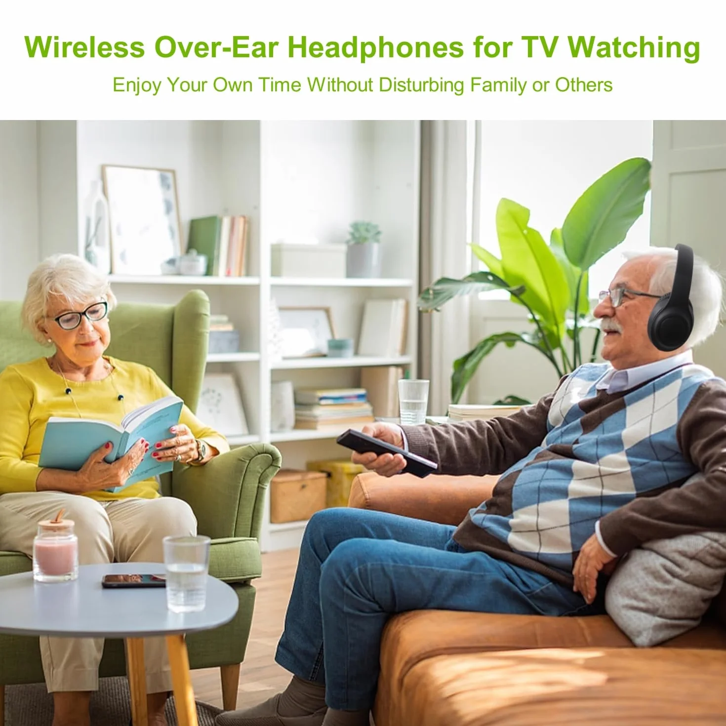 Bezprzewodowe słuchawki z nadajnikiem do oglądania telewizji, redukcja szumów, słuchawki telewizyjne dla seniorów, dźwięk stereo HD, zestaw słuchawkowy Bluetooth, bez opóźnienia dźwięku, czas