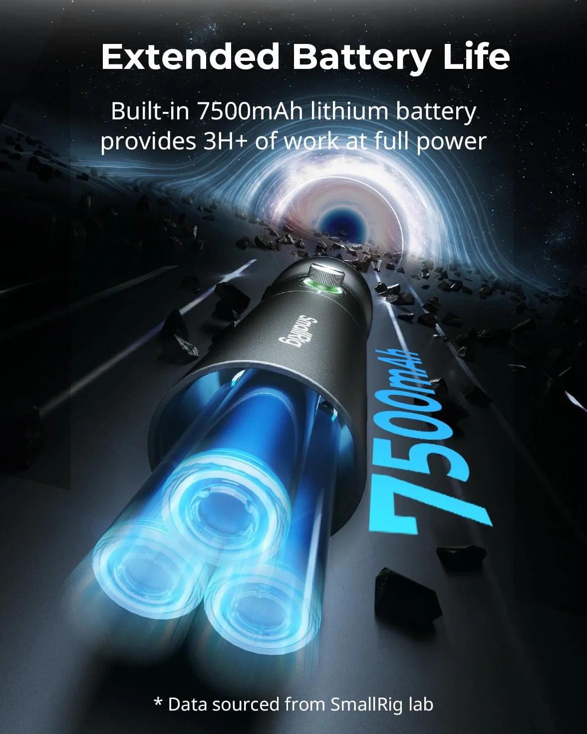 SMALLRIG RGB LED Photography Flashlight, 7500mAh, Stop Aluminium, Wzorzyste światło Otoczenia, 4-kolorowe światło Wypełniające z 20 Wzorzystymi Filtrami światła, Akcesoria RF10C - 4634 | Lampa nastrojowa ze stopu aluminium, wypełnij światło z 20 filtrami
