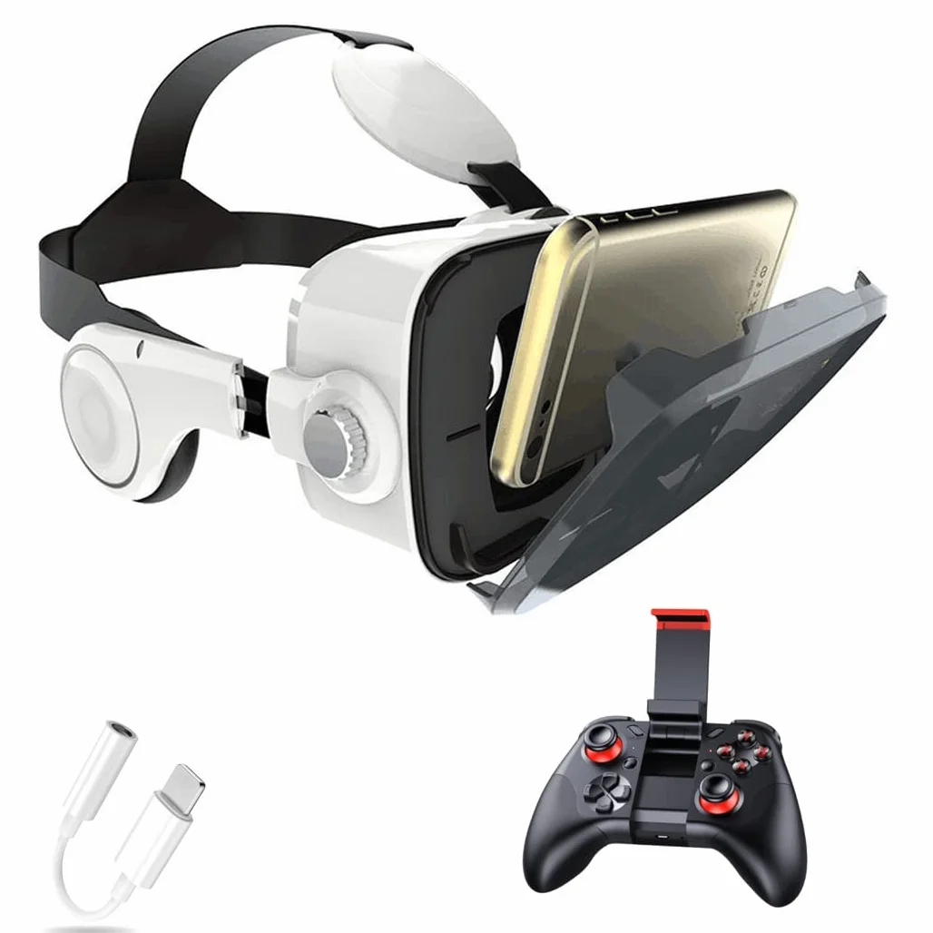 Okulary VR, zestaw słuchawkowy z wirtualnej rzeczywistości, zestawy słuchawkowe VR obsługujące Android i IOS, połączenie Bluetooth do iPhone 13 Pro Max/13 Pro/12/11, do Samsung Galaxy S21, Huawei, Xiaomi