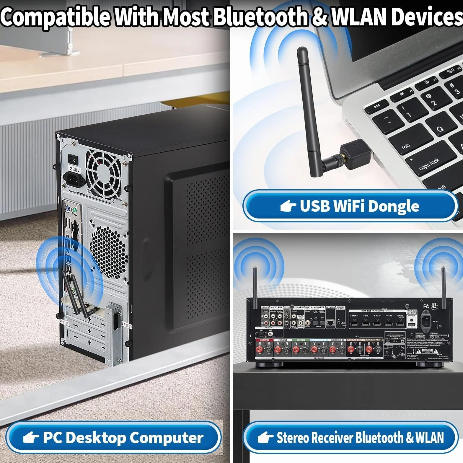 Bingfu Dwuzakresowa antena WiFi 2,4 GHz 5 GHz 5,8 GHz 3dBi MIMO RP-SMA Męska wielokierunkowa 2 pakiety