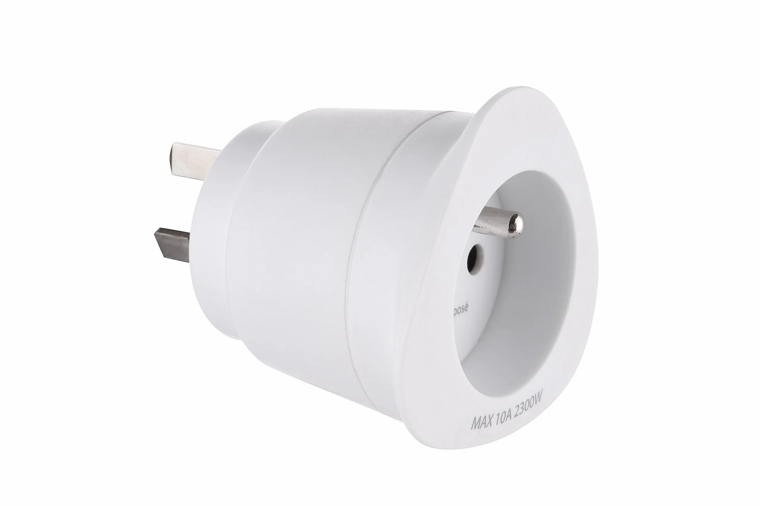 Electraline adapter podróżny Francja Europa Australia Chiny 2-biegunowy biały