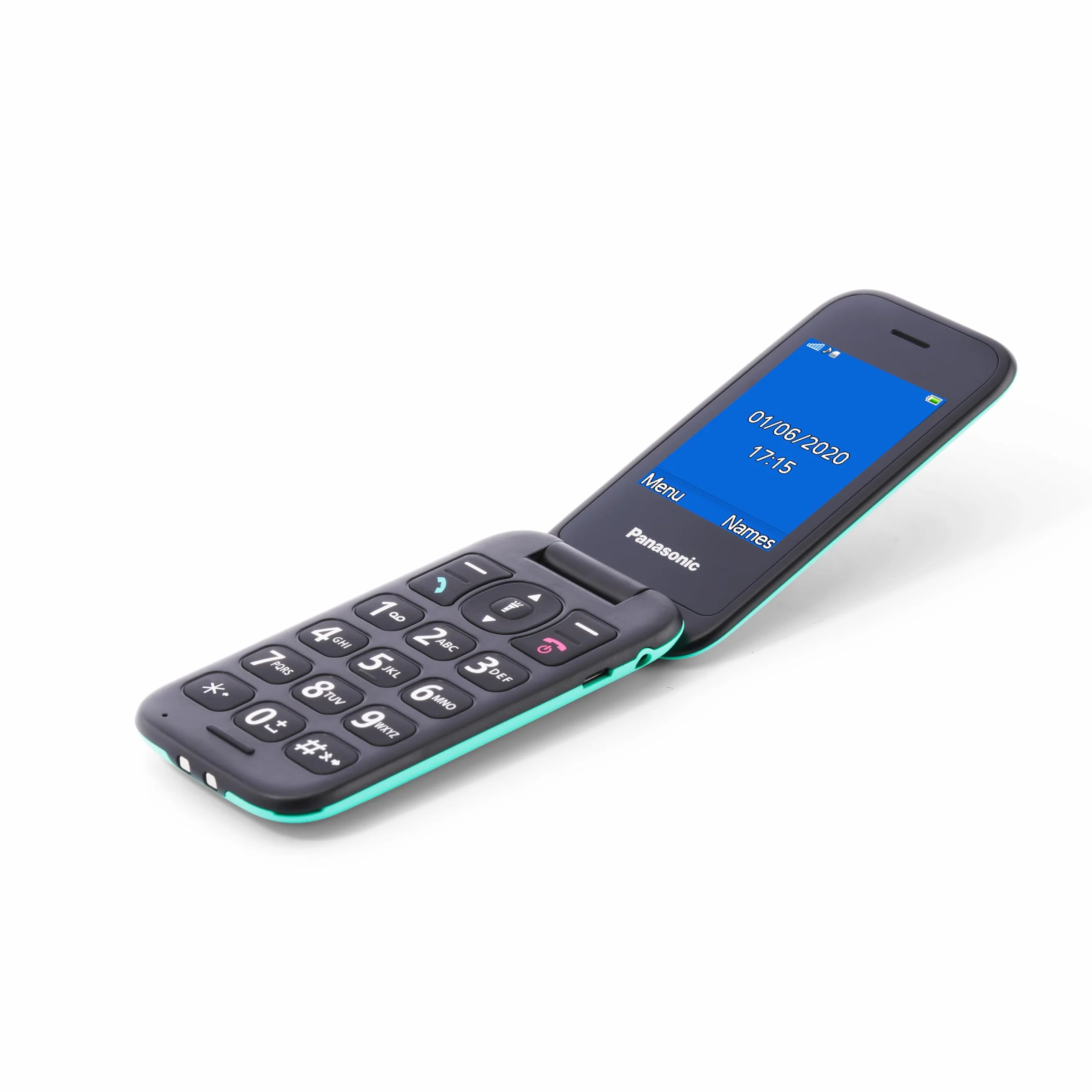 Panasonic KX-TU400 łatwy w użyciu telefon z klapką (łatwa obsługa, połączenia priorytetowe przez zestaw głośnomówiący, długi czas pracy baterii), niebieski