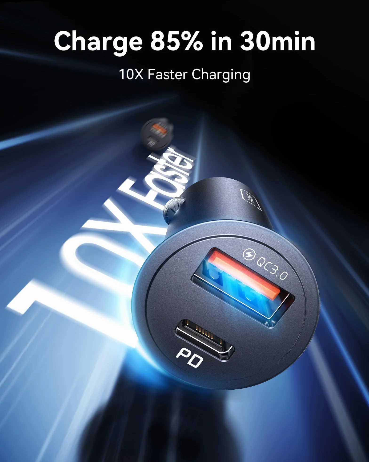INIU Ładowarka samochodowa, ładowarka USB do zapalniczki samochodowej łącznie 60 W [USB C 30 W+USB A 30 W] gniazdo USB 12 V, szybkie ładowanie PD3.0 ładowarka samochodowa metalowy adapter do iPhone'a