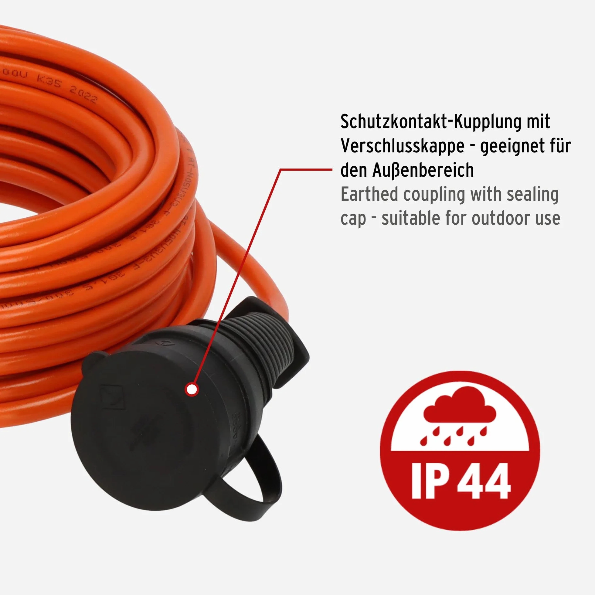 Brennenstuhl Przedłużacz BREMAXX (kabel 10m w kolorze pomarańczowym, do krótkotrwałego użytku na zewnątrz IP44, kabel zasilający do -35°C, odporny na olej i promieniowanie UV, Made in Germay)