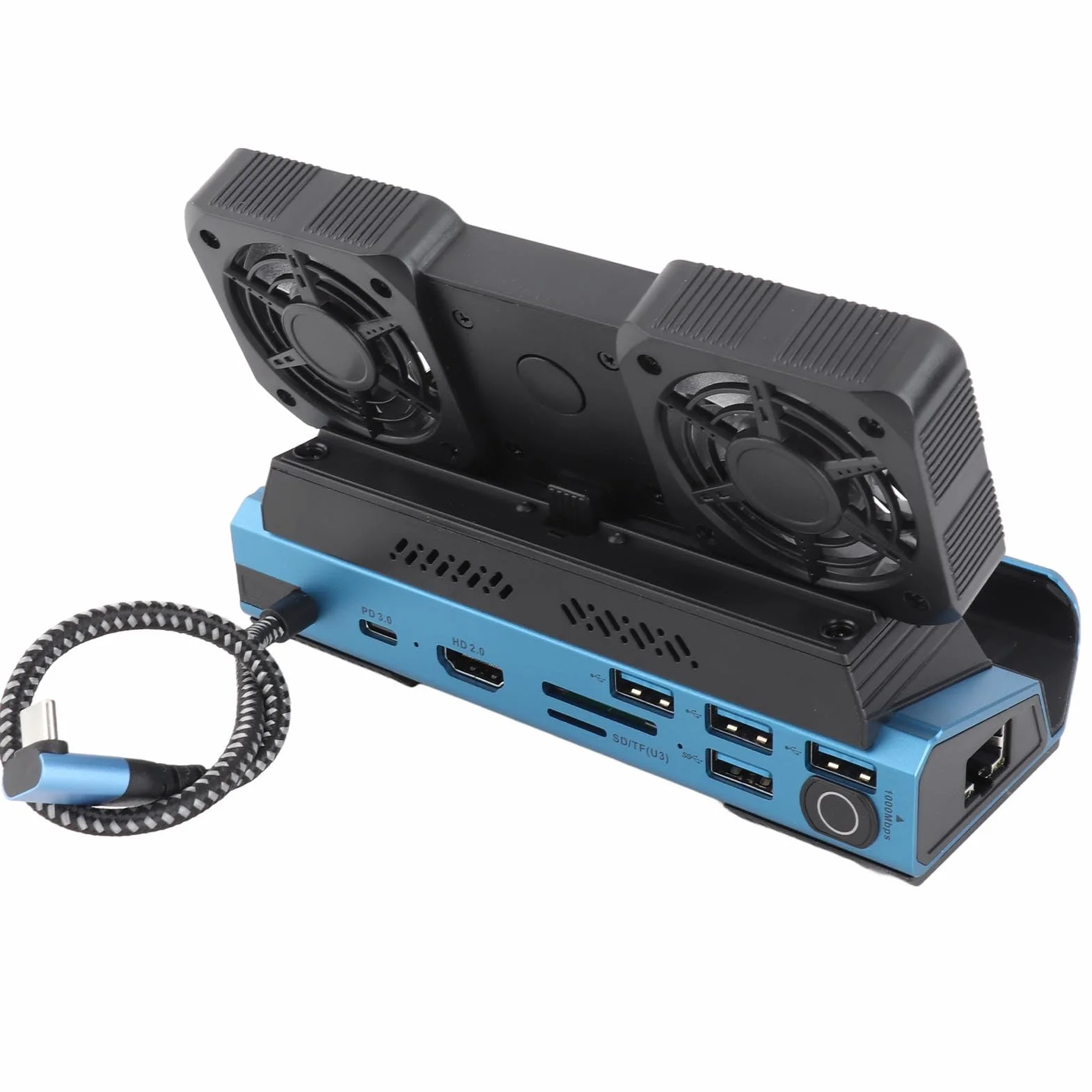 Stacja Dokująca Steam Deck, Podwójne Wentylatory Chłodzące 9 w 1, Stacja Dokująca do Ręcznej Konsoli do Gier, Konsoli Gier USB C z Gigabit Ethernet 4K 60 Hz dla Steam Deck OLED ROG