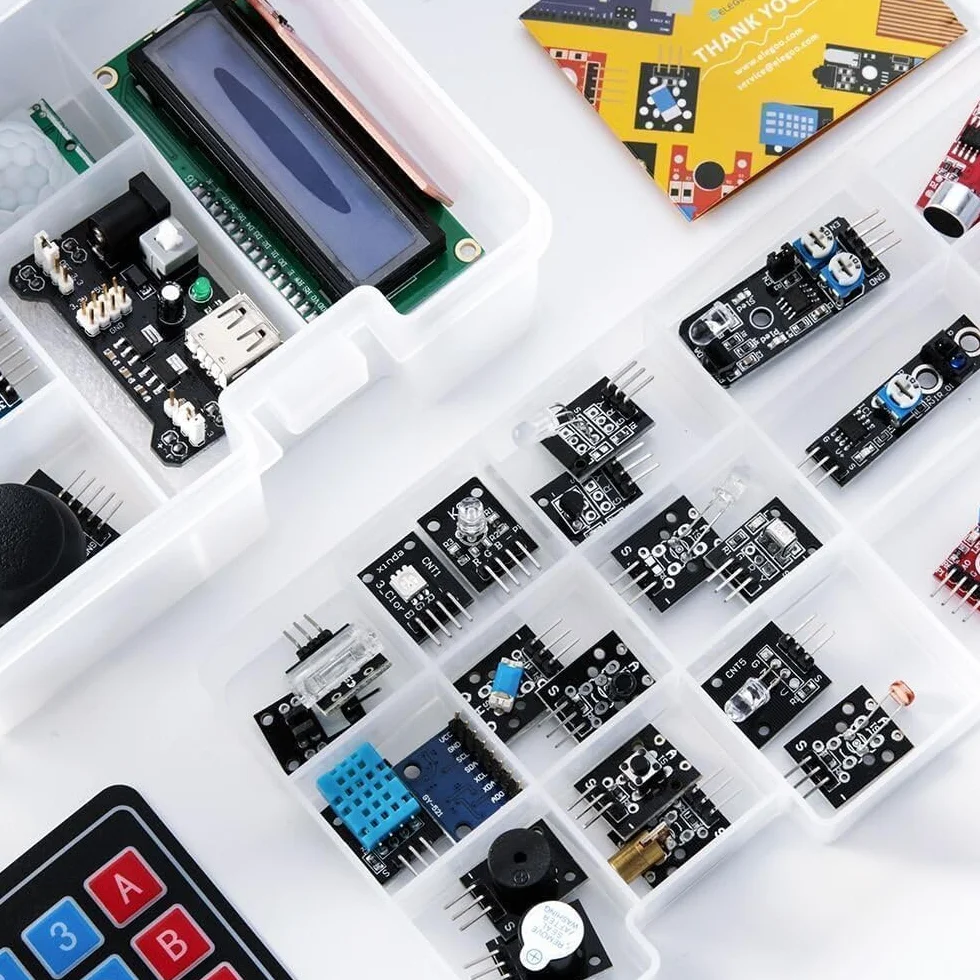 ELEGOO Enhanced 37-in-1 Sensor Kit kompatybilny z Arduino IDE dla projektów elektronicznych, płytka mikrokontrolera nie wchodzi w skład zestawu