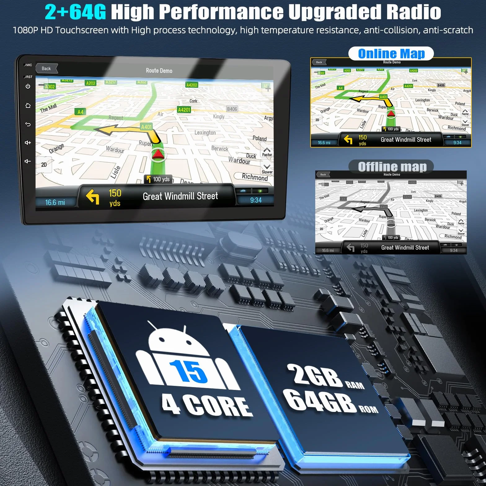 CAMECHO 2+64G 9" Android 13 radio samochodowe do Mercedesa Benz Smart Fortwo W451 2011-2015 z bezprzewodowym Carplay Android Auto, nawigacja GPS Radio ekran dotykowy HD z Bluetooth WiFi RDS FM +