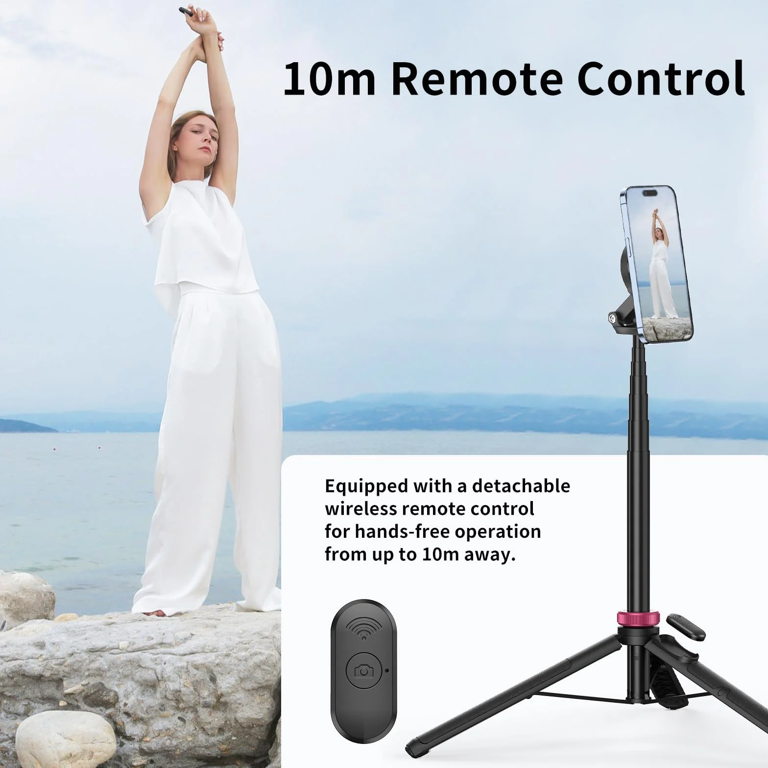 ULANZI MT-84 Magnetyczny kij do selfie 153 cm, Statyw do telefonu z pilotem do iPhone'a serii 16/15/14/13/12, Wysuwany statyw do telefonu komórkowego, Przenośny uchwyt do iPhone'a do Selfie/zdjęć/Vlog