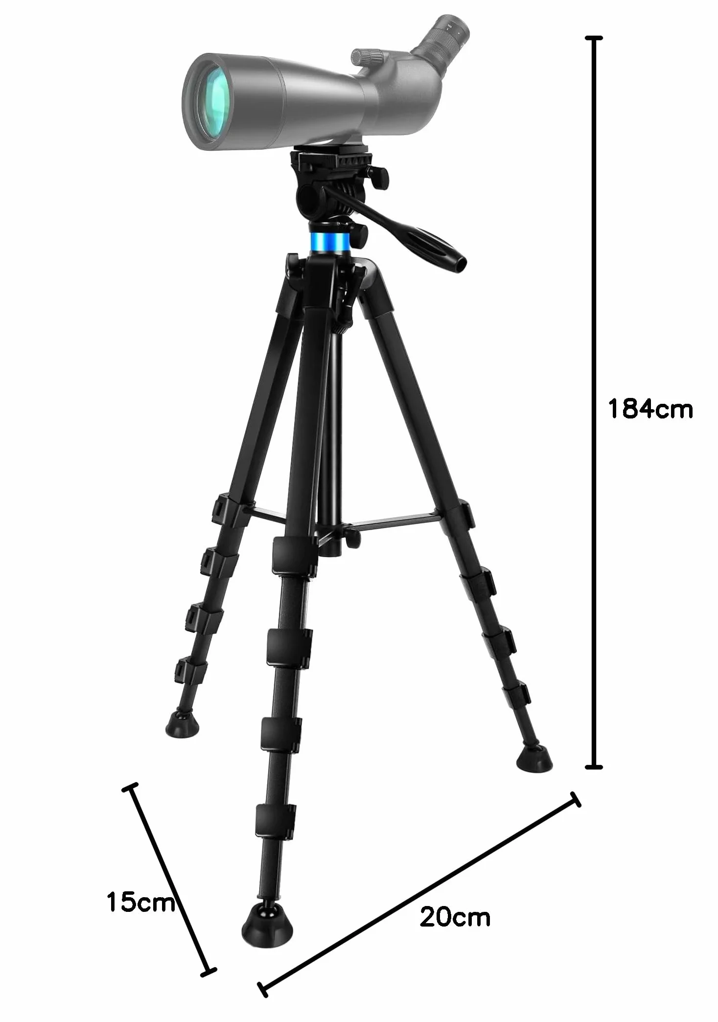 183.9 cm luneta i lornetka, wytrzymały statyw, stojak na jarzmo V z adapterem do lornetki, kompatybilny z monokularem/teleskopem astronomicznym/aparatem DSLR/projektorem (obciążenie 10 kg)
