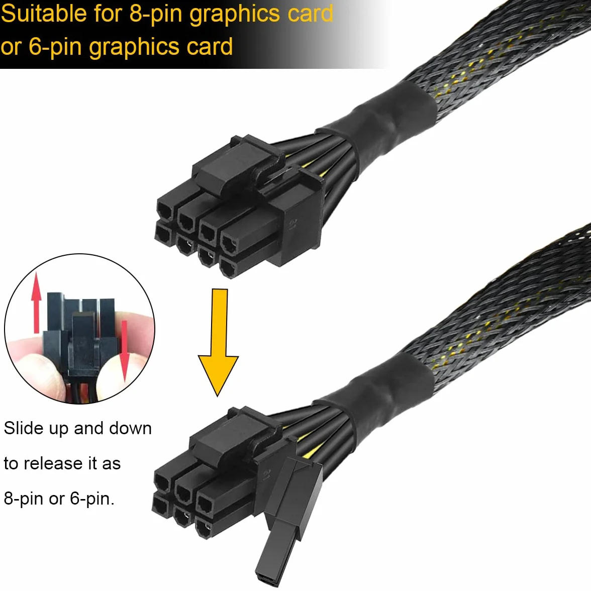 Xiatiaosann GPU VGA 6-pinowy rozdzielacz PCIE na 2 x 8 piny (6+2) kabel zasilający karta graficzna PCI Express 18AWG, kabel adaptera 6-pinowego żeńskiego do 2 x 8-pinowego męskiego, 4 szt