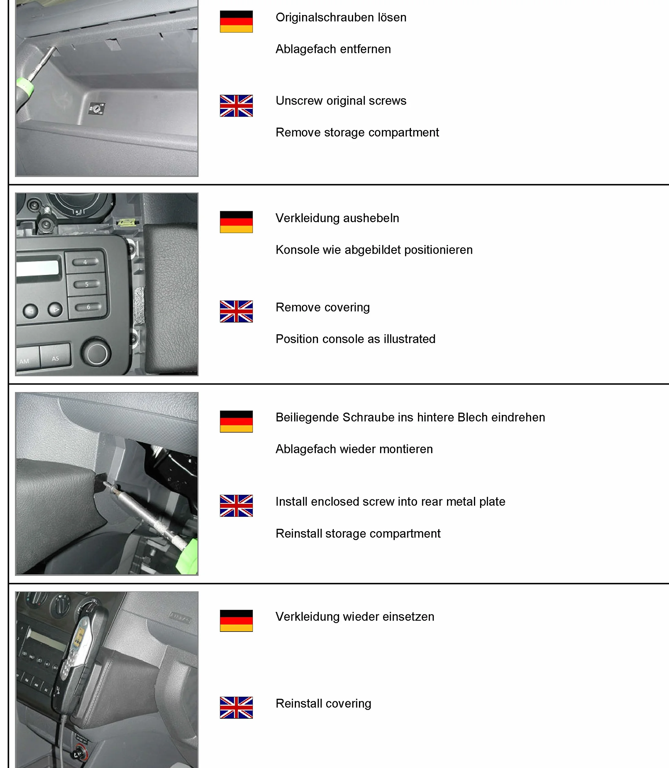 KUDA Uchwyt na telefon komórkowy pasujący do VW Caddy od 04 i od 09 - konsola telefoniczna do smartfonów, telefonów komórkowych, nawigacji i innych - konsola ze sztucznej skóry, czarna, 096535