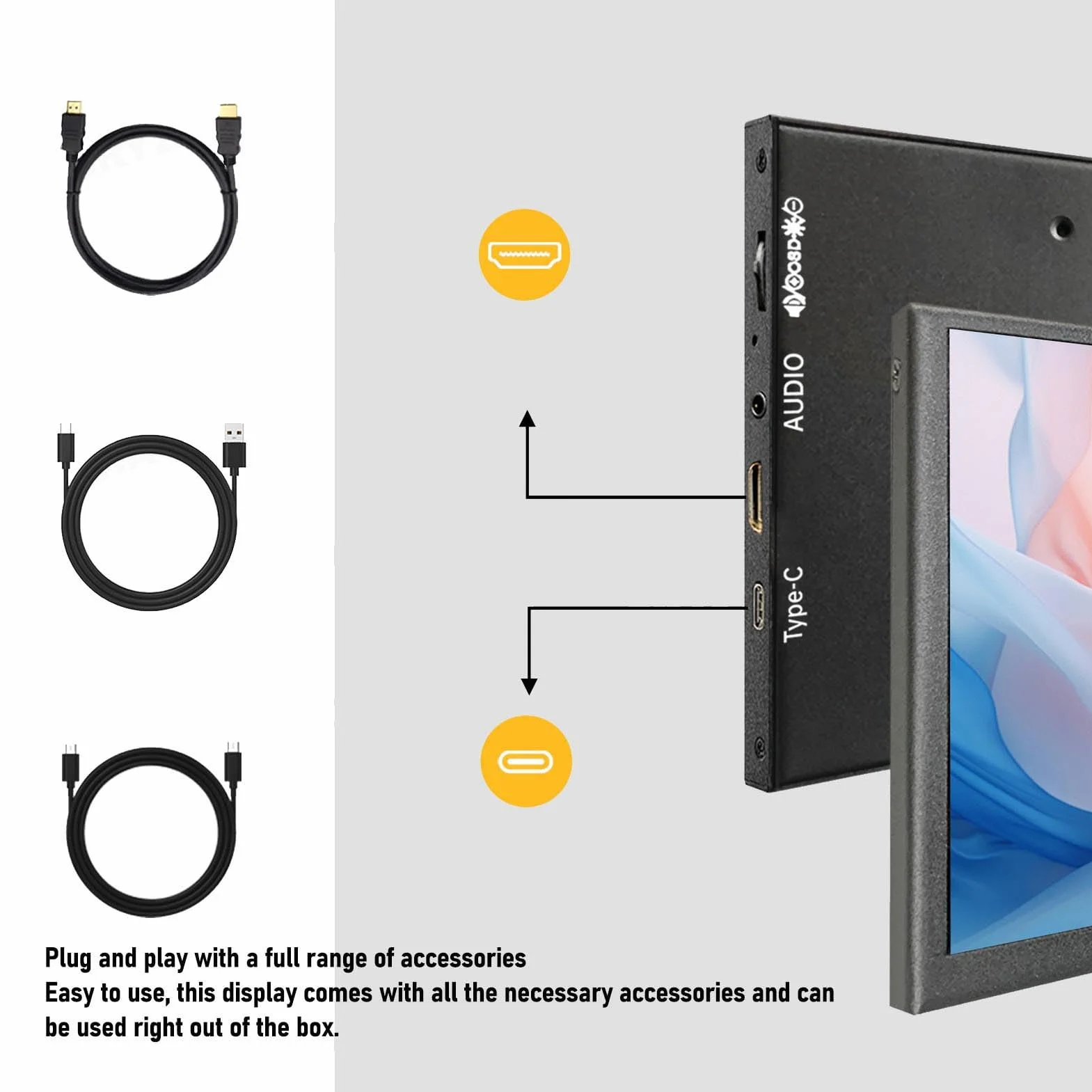 Przenośny Monitor, 7-calowy Pojemnościowy Ekran Dotykowy o Rozdzielczości 1024 X 600 i Jasności 400 Cd/m², Współczynnik Kontrastu 700:1, dla Systemu dla Systemu Gry