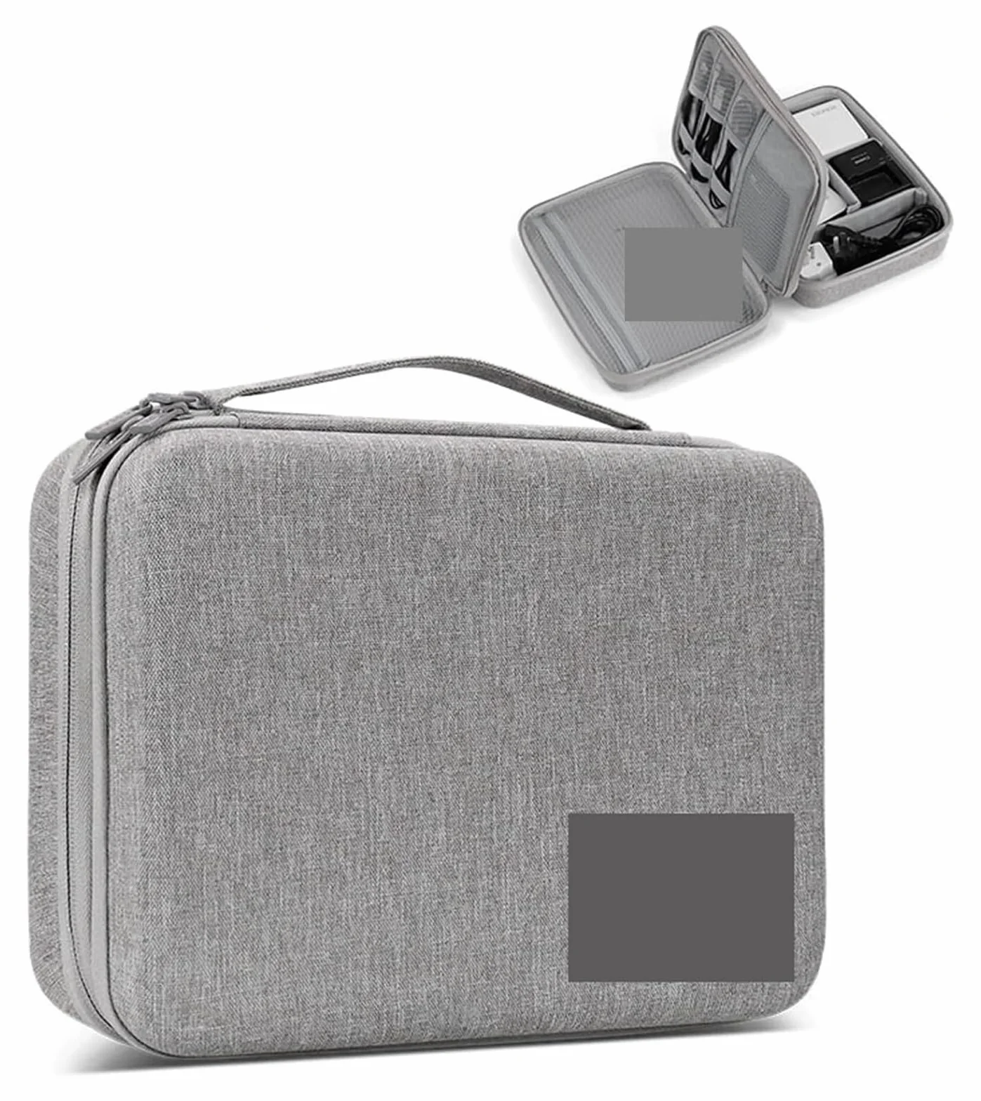 Torba na akcesoria elektroniczne, Etui na elektronikę Power Bank o dużej pojemności Cyfrowa torba podróżna paszport(Double Layer gray xl)