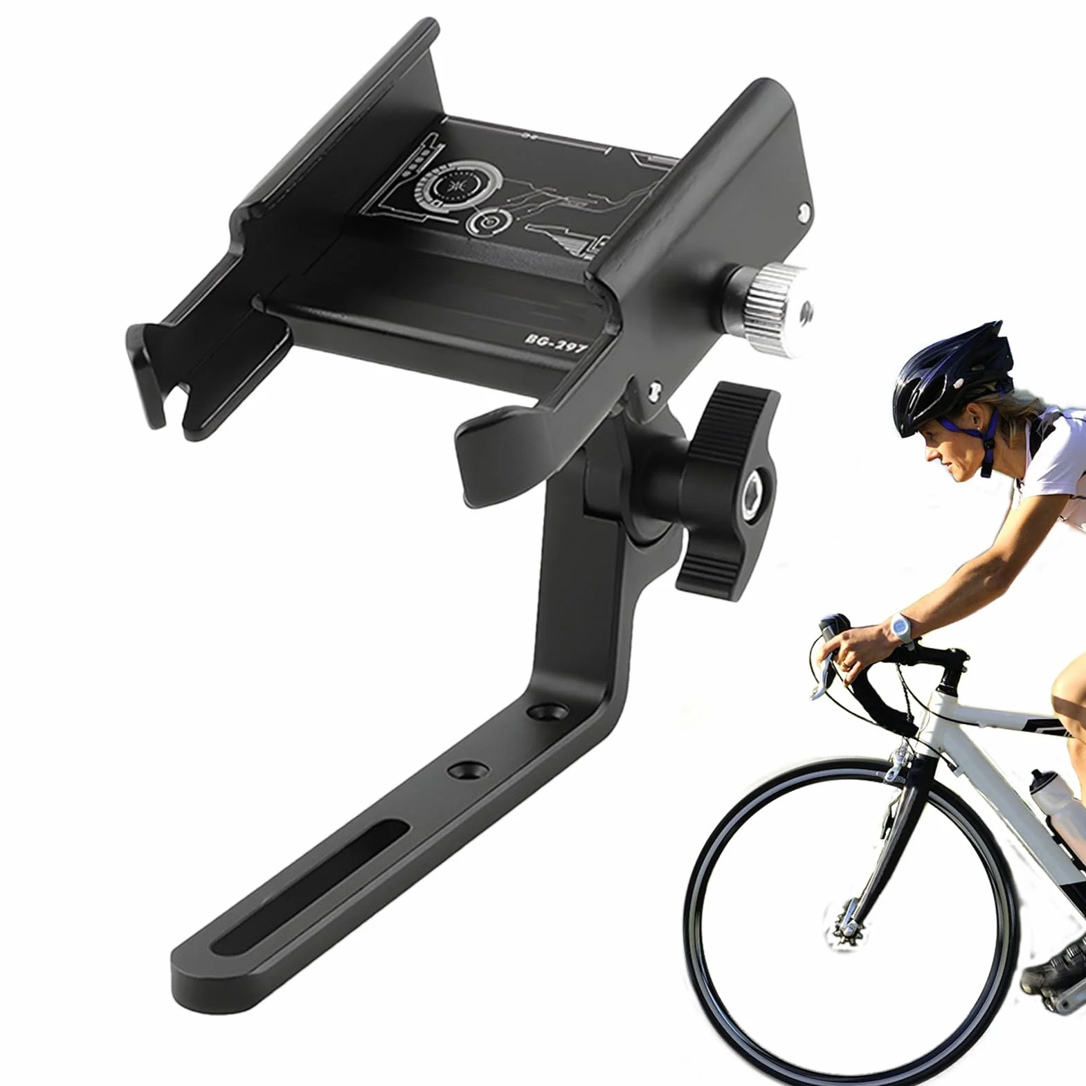 Phone Holder For Bike Obrotowy Zacisk 360 Stopni Regulowany Uchwyt z Bezpiecznym Zablokowaniem 5,8-10 cm Szerokości Smartfon