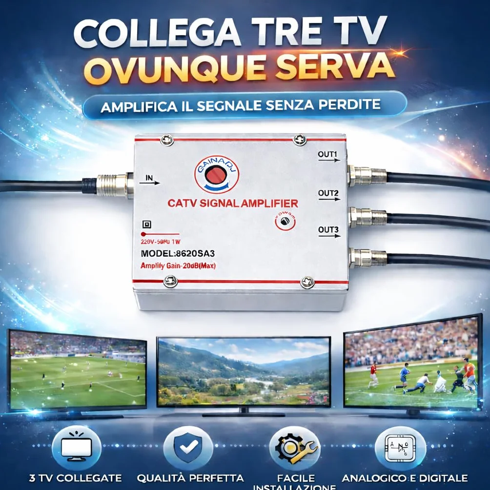 Wzmacniacz sygnału telewizyjnego CATV 20 dB 3 wyjścia