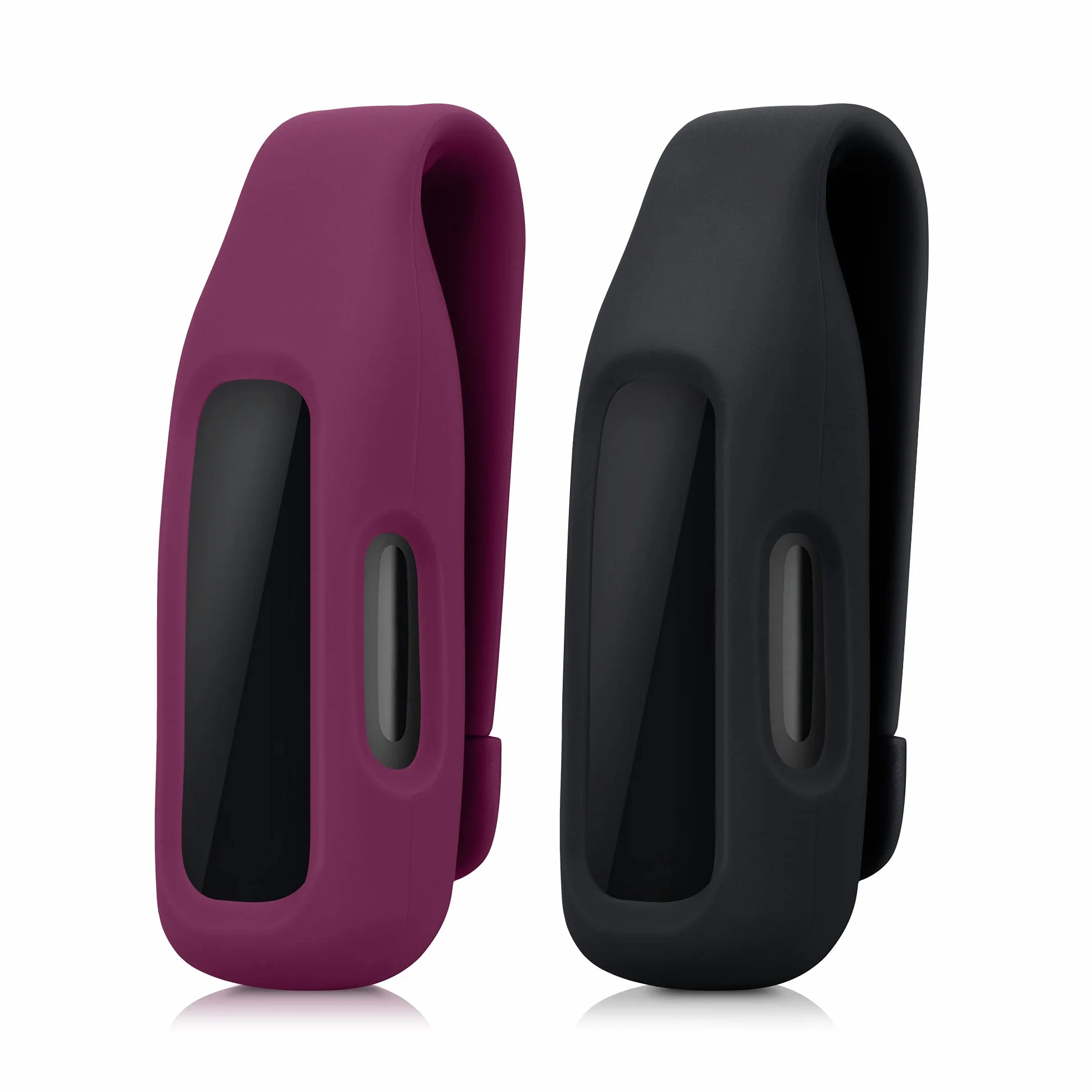 kwmobile 2X Clip kompatybilny z Fitbit Inspire 3 / Inspire 2 / Ace 3 - Zapasowy uchwyt do Fitness Tracker Czarny-ciemnoczerwony - Tracker nie jest dołączony