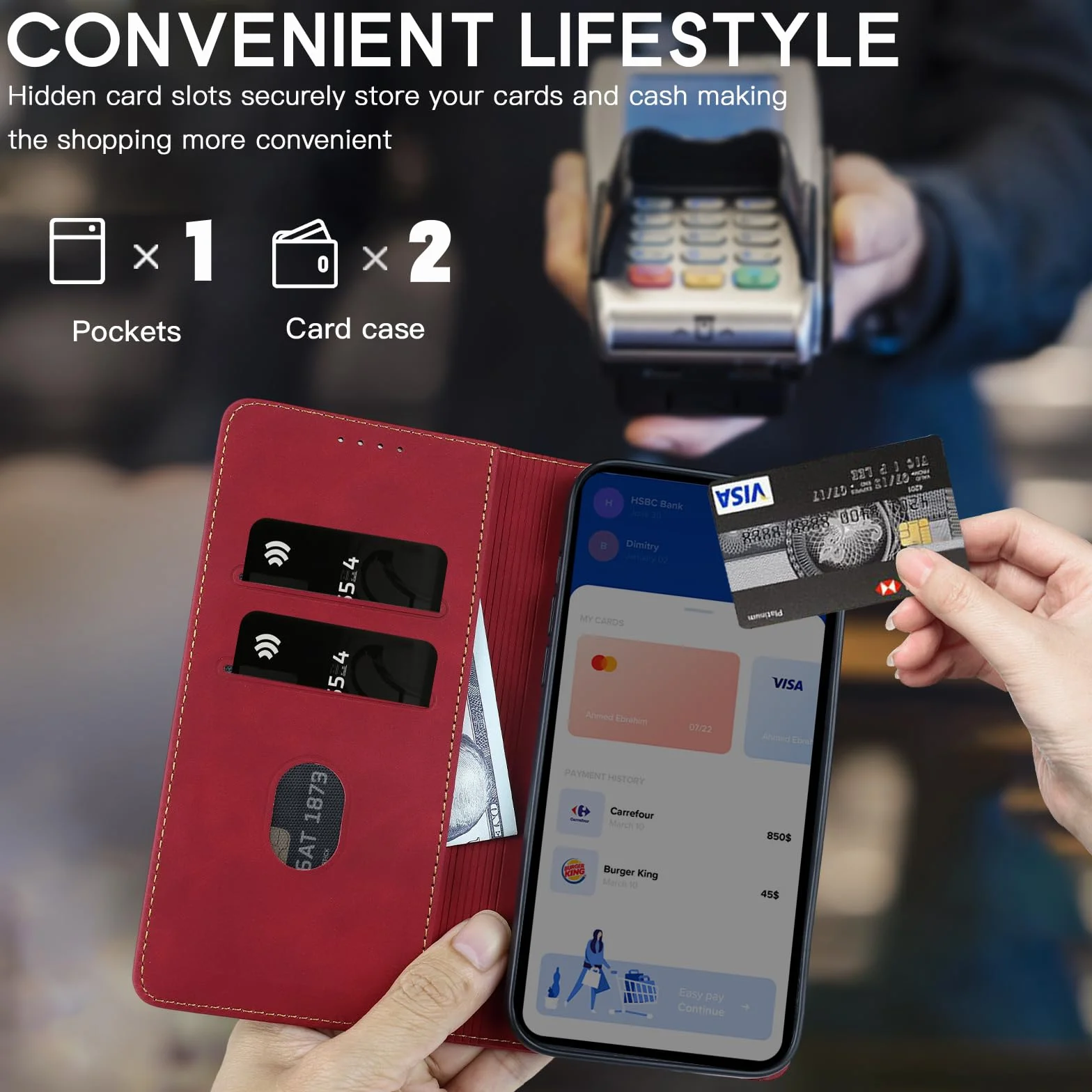 Etui na telefon do Samsung Galaxy A52 5G/A52 4G/A52s 5G, mocne magnetyczne etui, premium etui z PU skóry, magnetyczne etui flip case do Samsung Galaxy A52 5G/A52 4G/A52s 5G, kolor czerwony