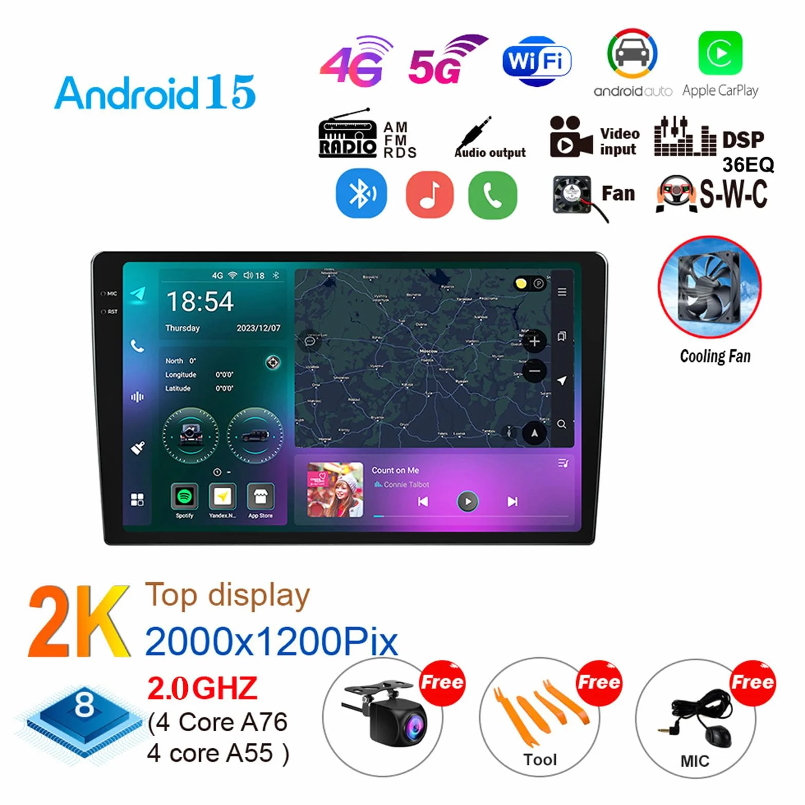 M6 pro2, Android 15.0 Stereo zamiennik dla Audi TT 2008-2014 Radio samochodowe GPS Nawigacja 9-calowy przenośny odtwarzacz multimedialny DVD Odbiornik FM BT z Android Auto CarPlay