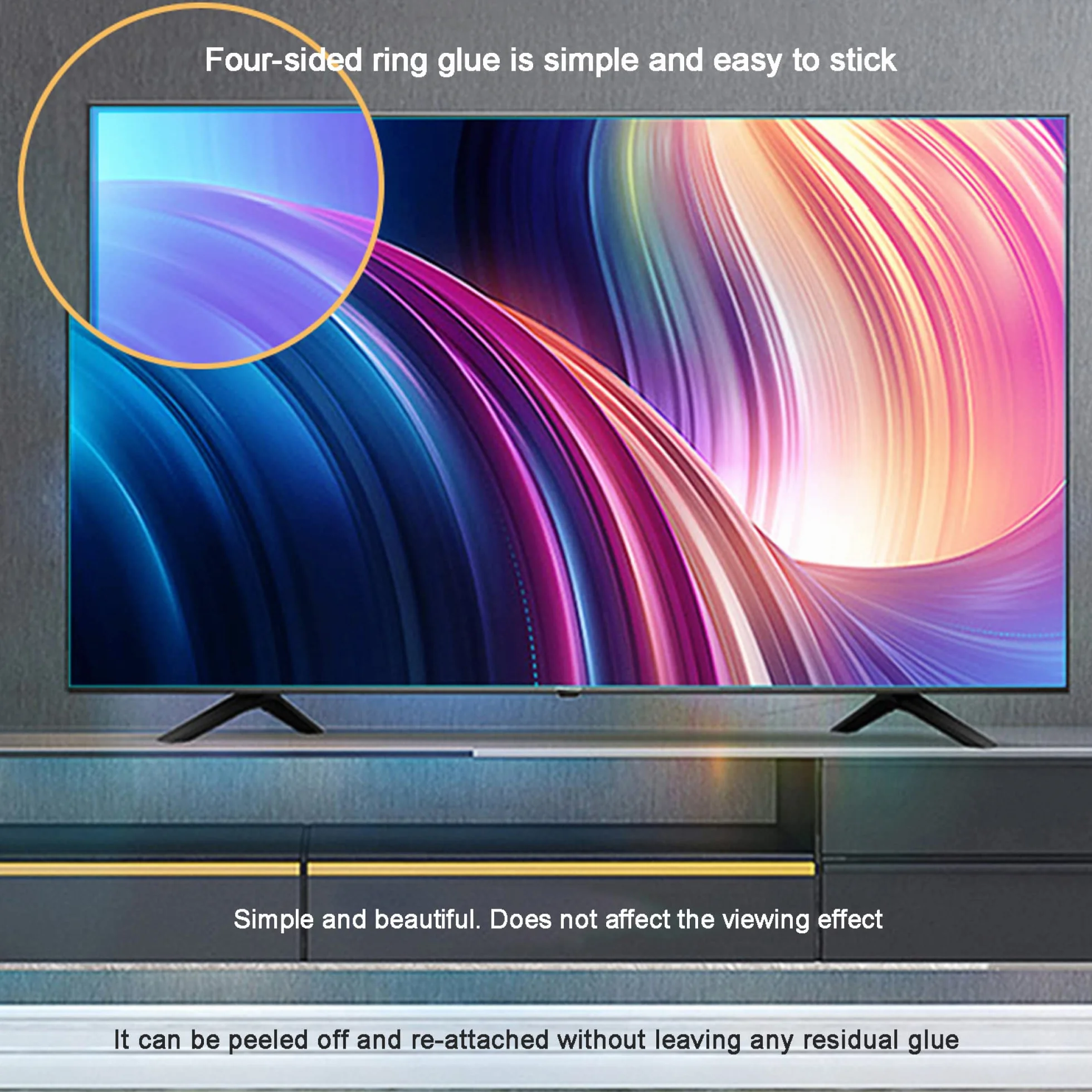 Folia ochronna do ekranu telewizora, Ochraniacz ekranu TV z 50-75 cali Folia przeciwodblaskowa AntiBlue Light/AntiScratch/Ochrona przed promieniowaniem, do LCD, LED itp(75in1645x930mm)