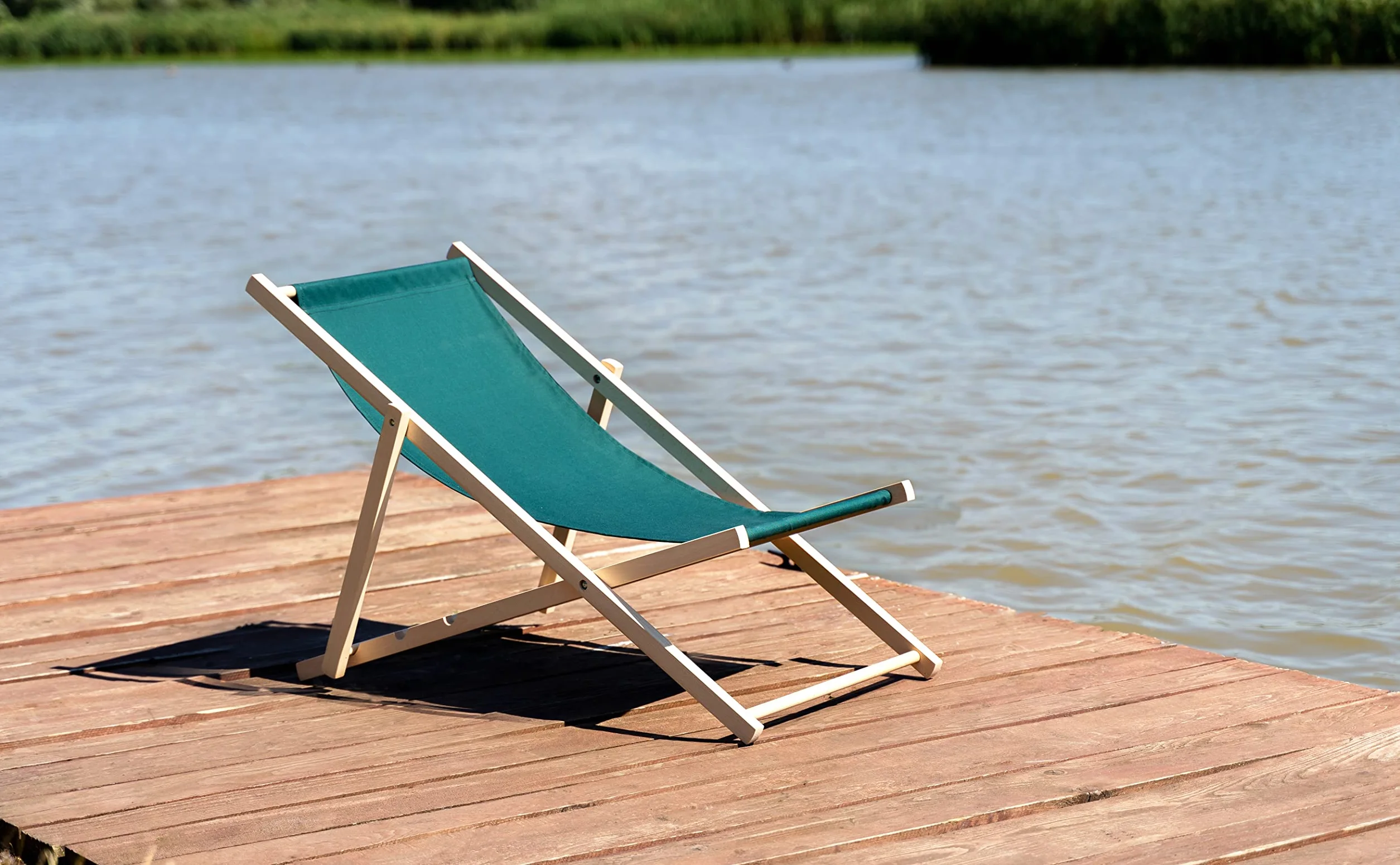 spec-wood Leżak drewniany plażowy/ogrodowy Regulowany Wytrzymały i Solidny Praktyczny Materiał Składany Łatwy w transporcie 119 cm x 58 cm Wzór Morski