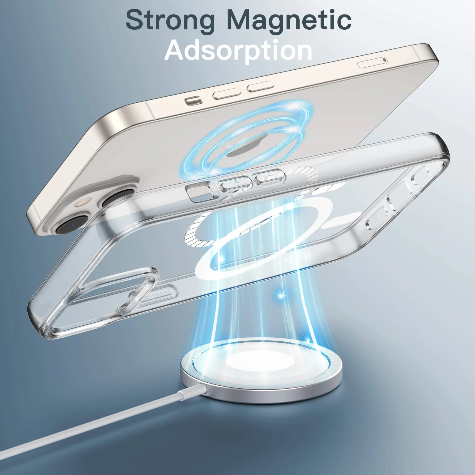 JETech Magnetyczna Etui dla iPhone 13 6,1 Cala Kompatybilny z MagSafe Bezprzewodowy Ładowanie Odporny Wstrząsy Case Przezroczysty Tył
