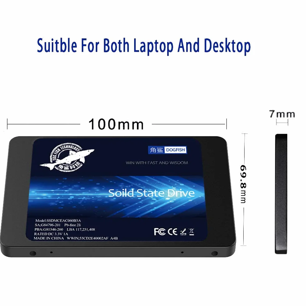 SSD 480 GB SATAIII 2,5 cala Dogfish 6 Gb/s wewnętrzny dysk półprzewodnikowy do laptopa stacjonarnego dysk twardy zawiera SSD 32 GB 64 GB 120 GB 128 GB 240 GB 250 GB 500 GB 960 GB (480 GB, 2,5''-SATA3)