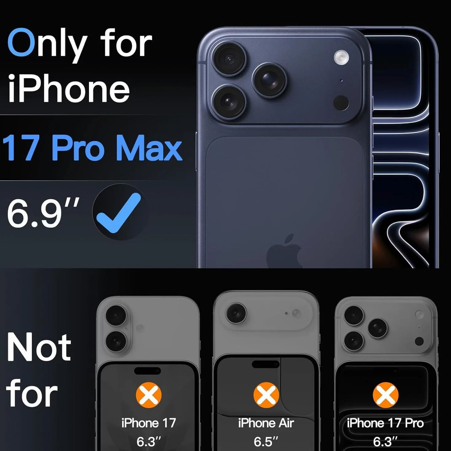 Kompatybilny z iPhone 17 Pro Max osłona obiektywu aparatu, [klasa wojskowa nietłukąca] [silna przyczepność] metalowa osłona ze szkła hartowanego, osłona ekranu aparatu, akcesoria