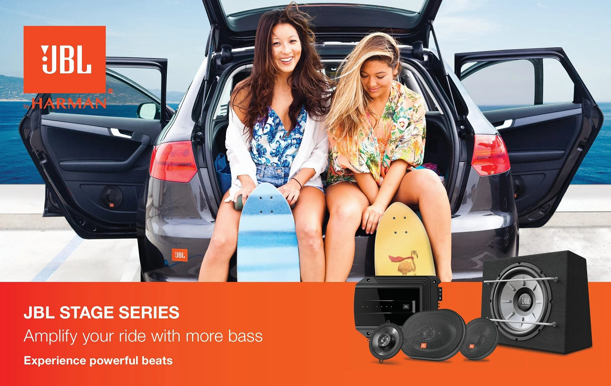 JBL Stage3 607CF Harman Kardon 2-drożny zestaw głośników samochodowych - Komponenty 250 W Zestaw głośników samochodowych Pro Sound z głośnikiem ściennym 160 mm bez siatki i ściennego głośnika