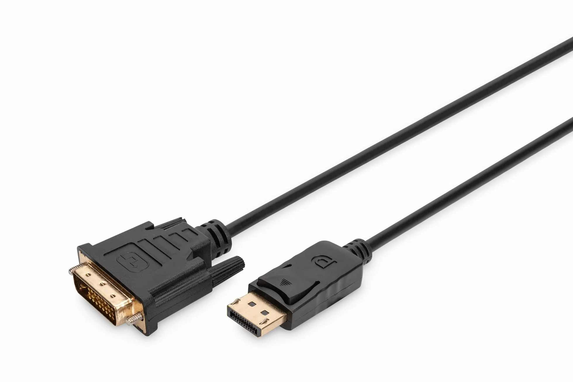 DIGITUS Kabel adaptera DisplayPort – DP – DVI (24+1) – Full HD 1080p/60 Hz – Displayport 1.1a – 3m – z blokadą – odpowiedni do monitorów, kart graficznych – czarny