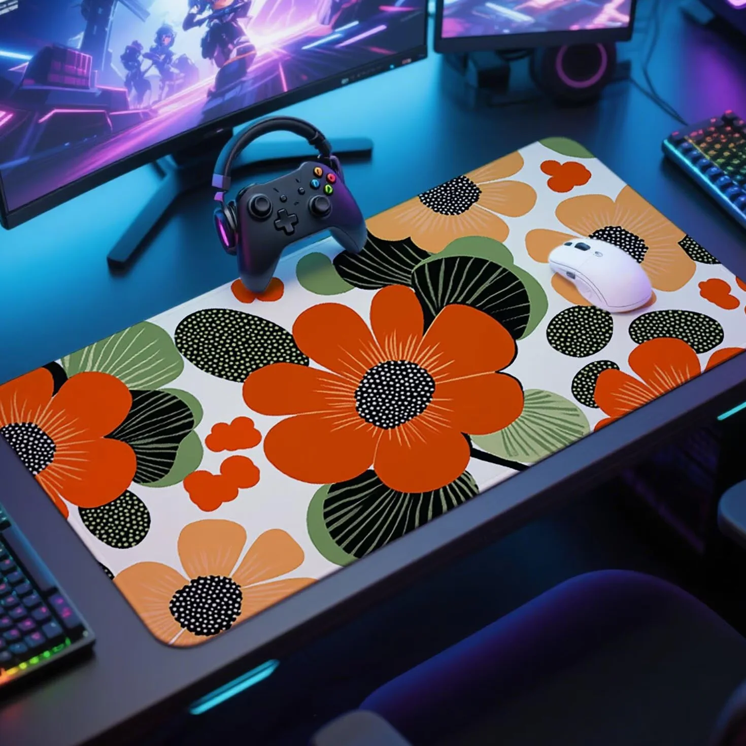 Abstrakcyjna podkładka pod mysz XXL 1400x600x3mm podkładka pod mysz do gier biurko duża podkładka pod mysz gracz kwiat akcesoria biurowe praca laptop klawiatura mysz szyte krawędzie antypoślizgowe w