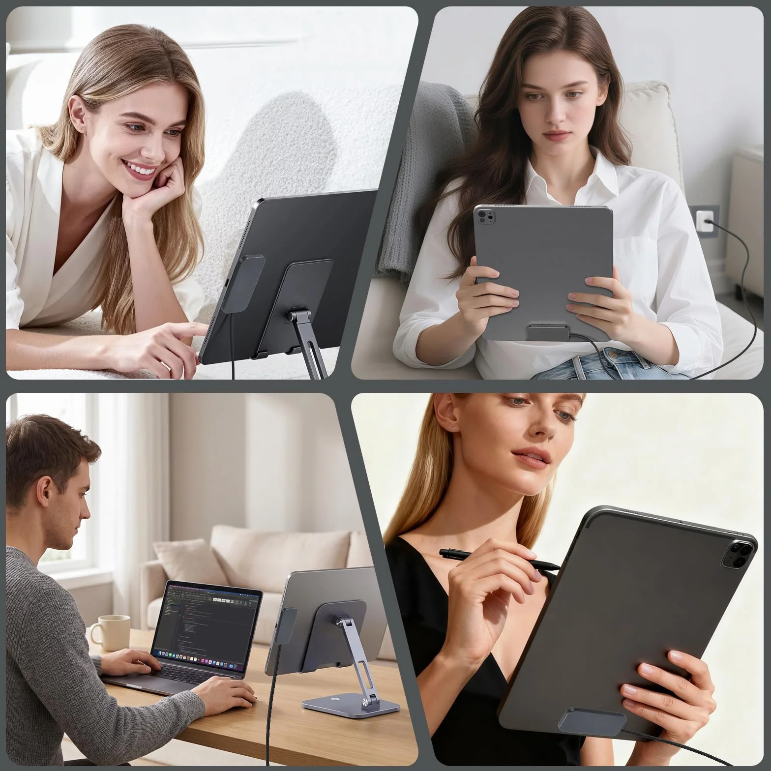 ELUTENG Magnetyczna ładowarka bezprzewodowa, 27 W, szybka ładowarka do iPada | Lekka, magnetyczna podkładka ładująca z kablem USB-C 2 m, kompatybilna z iPad Pro 12,9" (3-6 generacji) iPad Air 13" M2/M3/M4