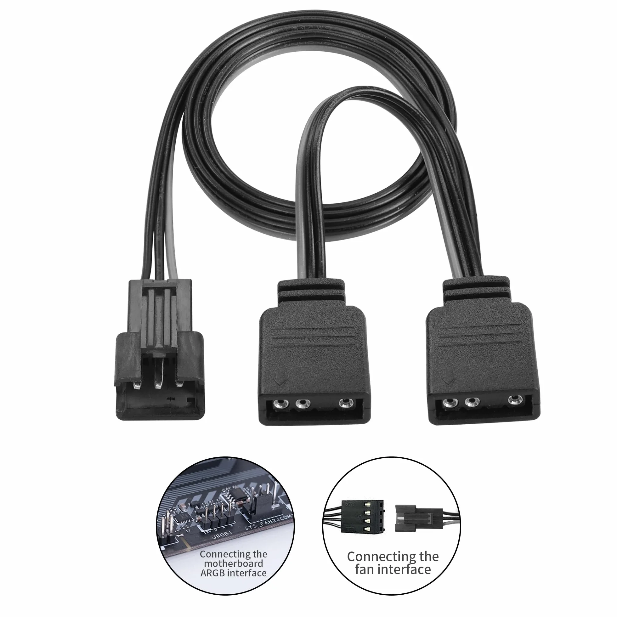YACSEJAO 3-pinowy kabelfor MSI Mystic Light i Gigabyte RGB Fusion Connect do dowolnego złącza 1,6 FT/50 cm, RGB