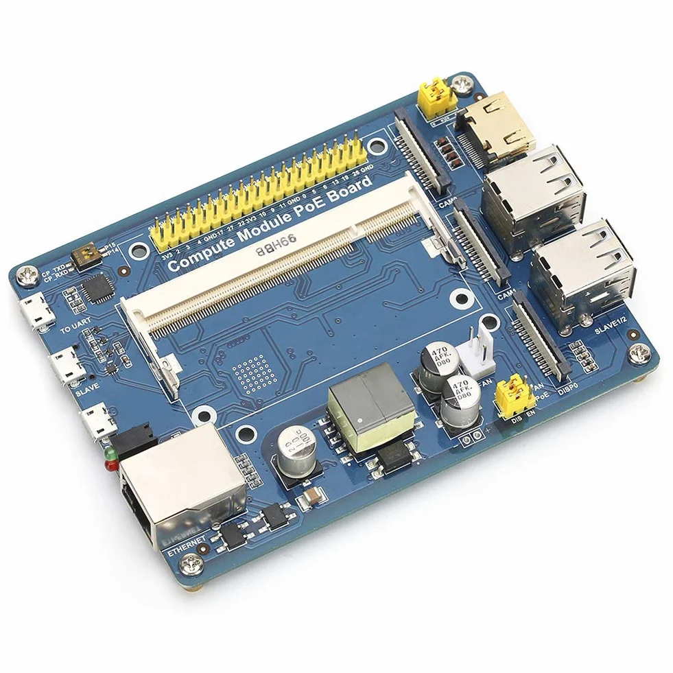 lyrlody Karta rozszerzeń dla PCB Moduł rozszerzeń POE z 4 Portami USB 10 100M Ethernet DSI 2 CSI USB na UART dla CM3 3Lite 3 do Debugowania Projektów z Kamer Wyświetlających (Karta rozszerzenia