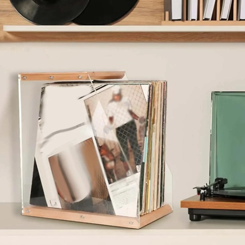Uchwyt na płyty CD Etui do przechowywania płyt CD z litego drewna, stojak na płyty, dekoracja biurka, do książek, magazynów, domu, sypialni, miłośników muzyki