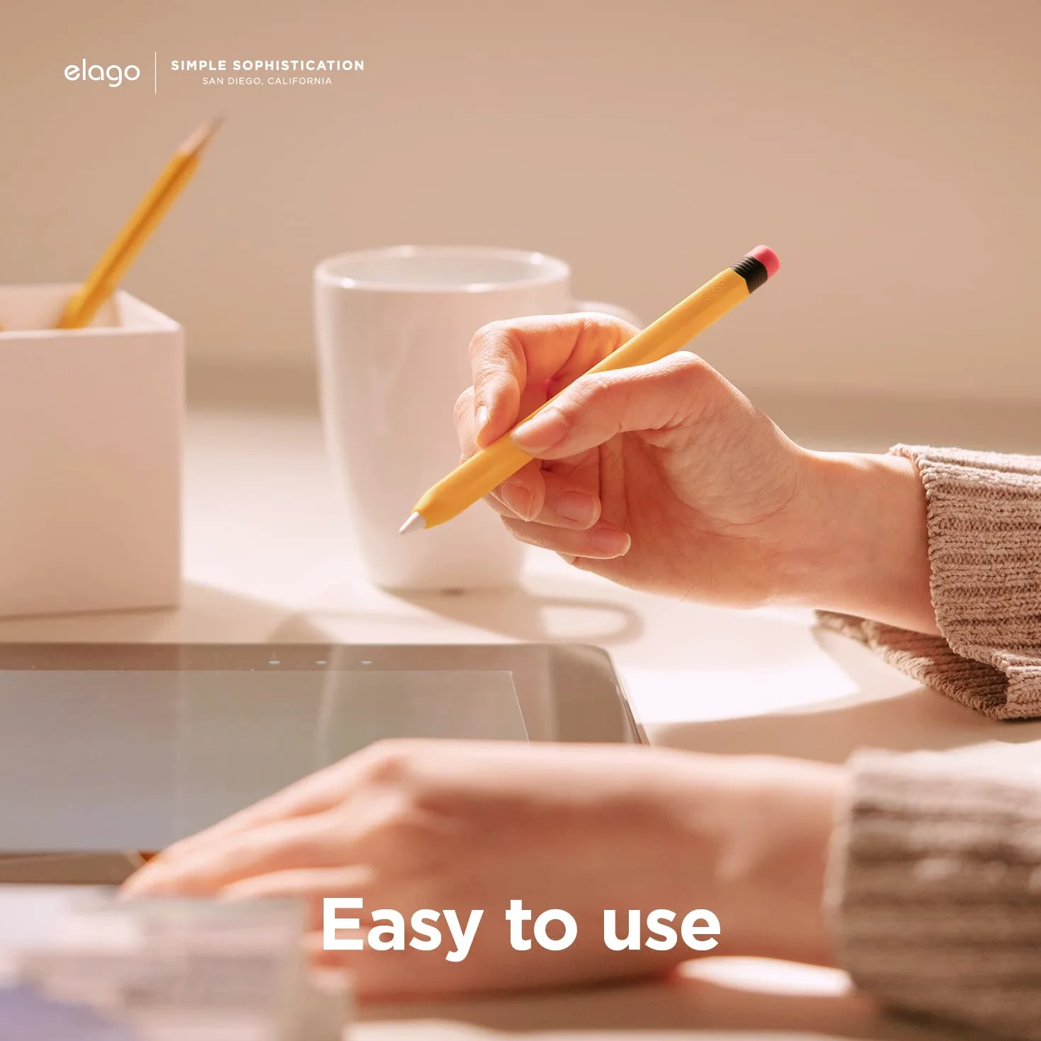 elago Classic Pencil Case Kompatybilny z Apple Pencil First Generation, klasyczny design, trwały silikon (żółty)