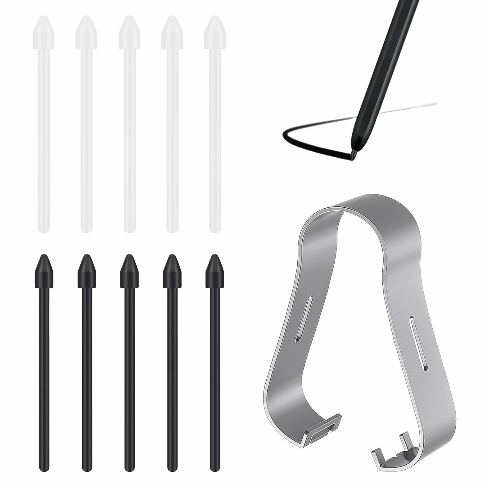 11 sztuk zamiennych końcówek S Pen do Samsung Galaxy Tab, kompatybilne z Tab S9/S9+/S9 FE/S9 Ultra/S8/S8+/S8 Ultra/S7/S7 FE/S6/S6 Lite/N10/N20/S21 Ultra/S22 Ultra/S23 Ultra, kolor czarny