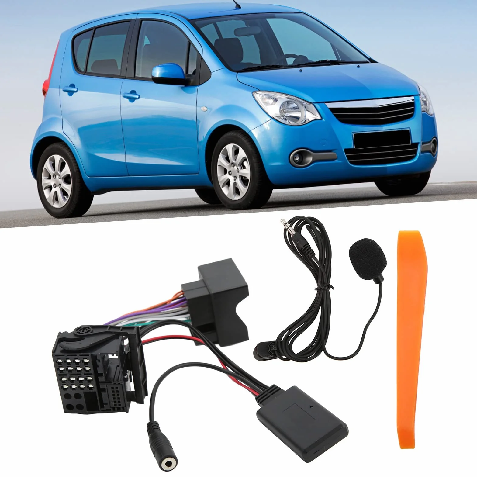 Bezprzewodowy adapter kablowy Bluetooth 5.0 z zestawem mikrofonowym, zestaw głośnomówiący, adapter audio i muzyka, kabel AUX in z 12-biegunowym mikrofonem do CD30, Mp3, CDC40,