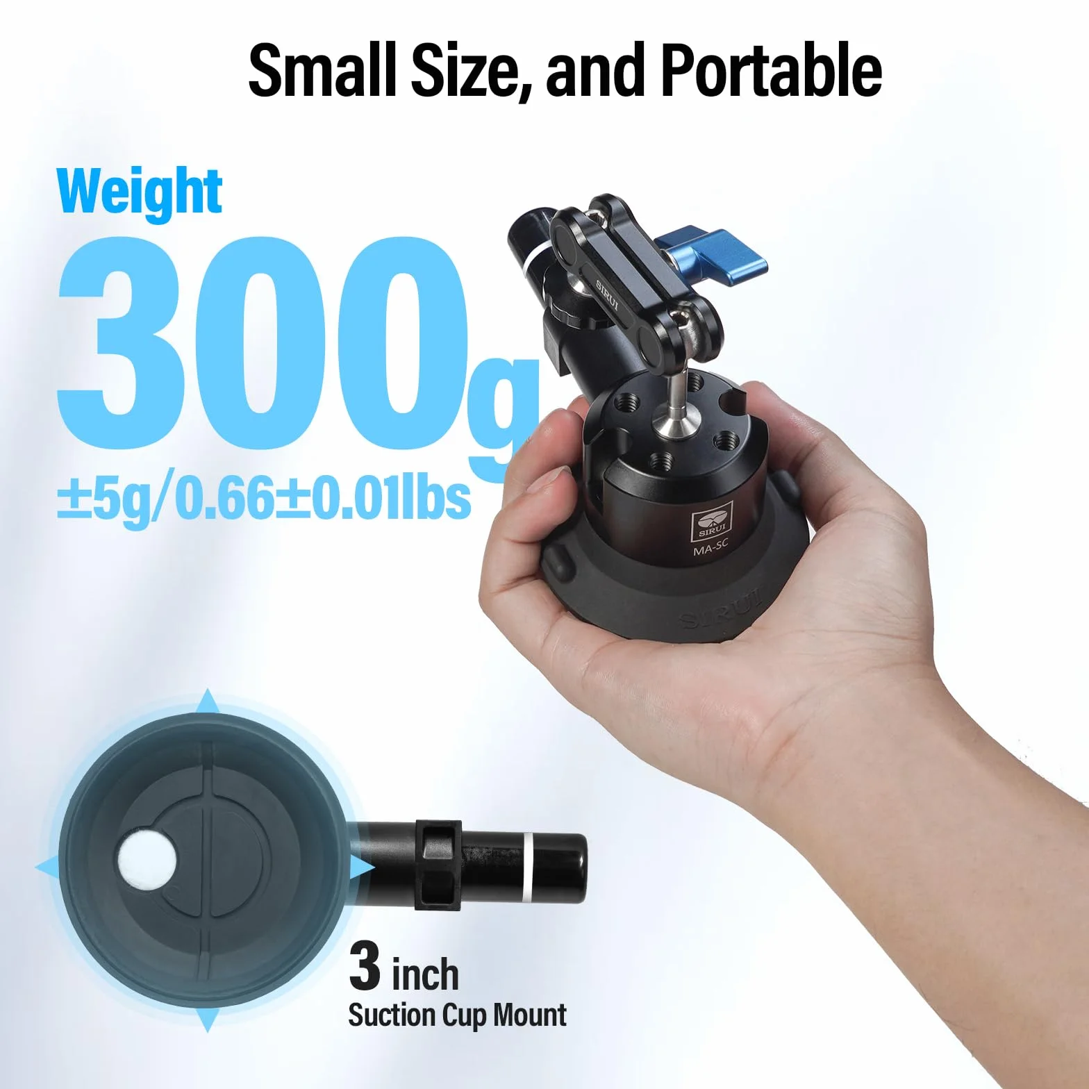SIRUI Uchwyt na przyssawkę z Magic Arm Kit, Magnetic Suction Cup Mount do Gopro, aluminium, obracany o 360°, przednia szyba samochodowa, deska rozdzielcza do kamer sportowych
