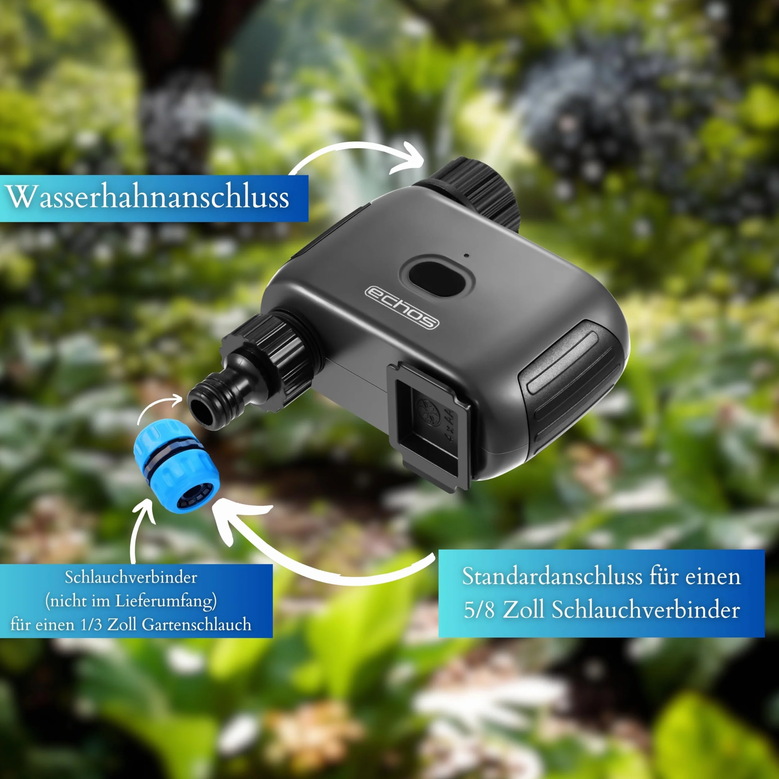 Echos Komputer do nawadniania z Bluetooth, system nawadniania Alexa, Google Assistant, zegar czasowy do ogrodu, automatyczne nawadnianie, zegar do nawadniania ogrodu, wodomierz czasowy