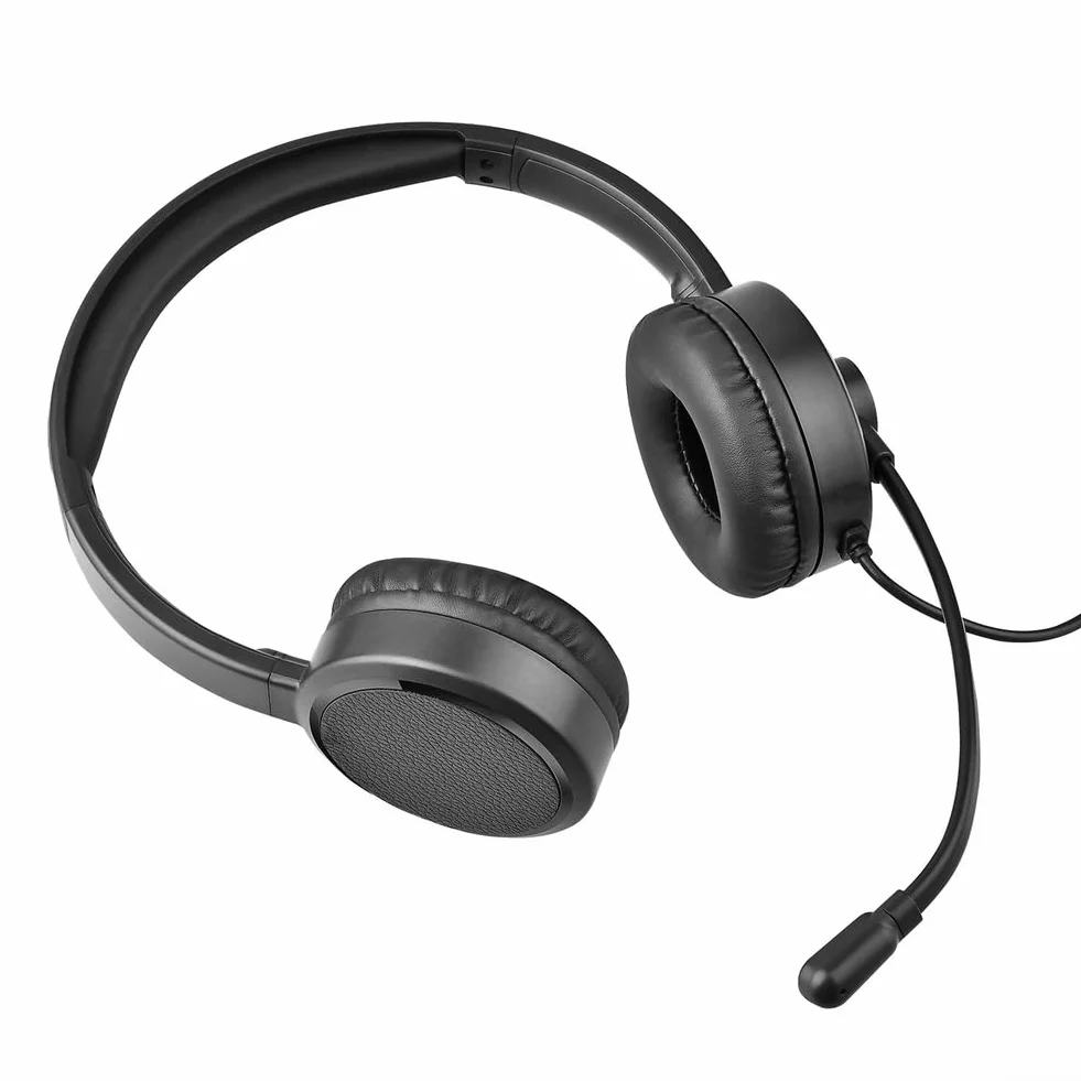 Słuchawki USB z mikrofonem z redukcją dźwięku do komputera i laptopa - kabel 2M czarny dźwięk