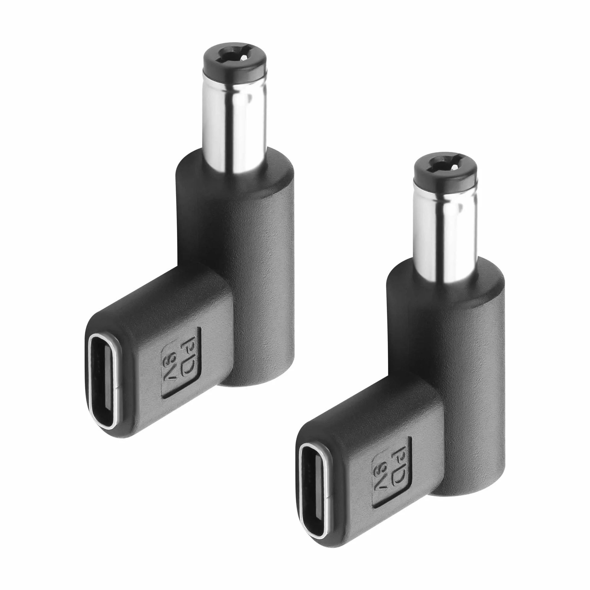 GINTOOYUN 2 szt. 9V DC Adapter złącze zasilania 90 stopni kąt żeński USB C na męski konwerter DC 5,5 mm X 2,1 mm (9V)