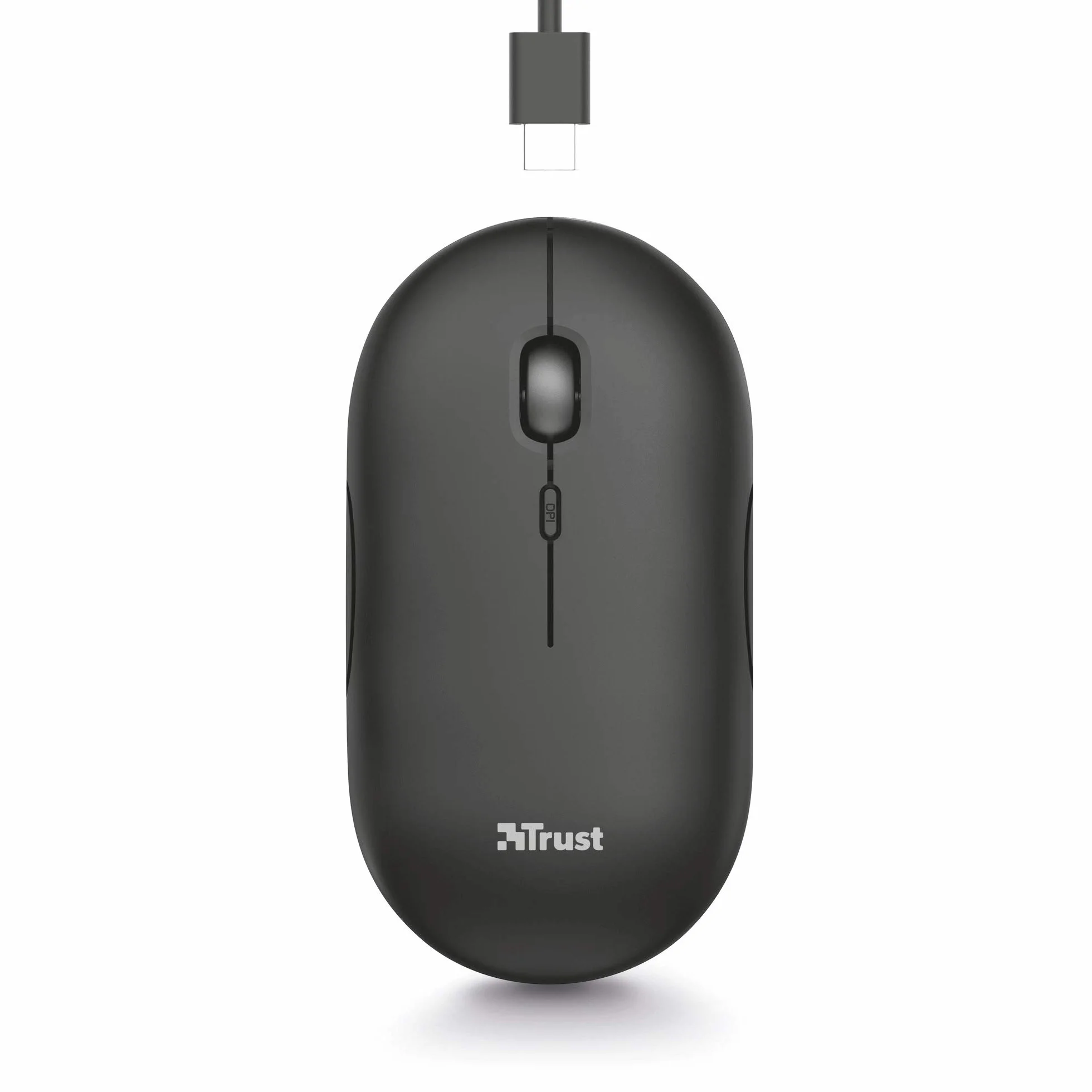 Trust Puck bezprzewodowa mysz Bluetooth lub 2,4 GHz z miniodbiornikiem USB, akumulatorem, ciche kliknięcia, przycisk DPI, lekka mysz komputerowa do laptopa, PC, Mac, Chromebooka, czarna