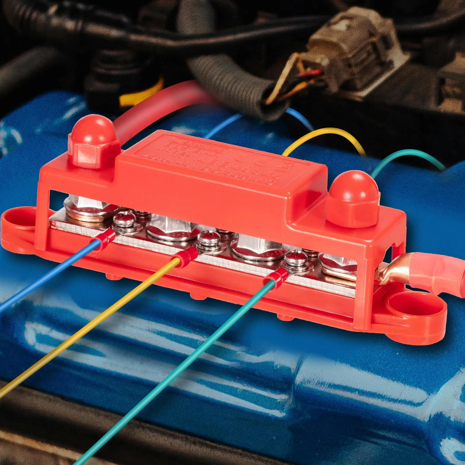 Spurtar 12V Szyna Zbiorcza Bus Bar 250A - 4x M10 Zaciski, 6x M4 Śruby, Blok Dystrybucji Zasilania 12V/24V/48V do Samochodu, Kampera, Łodzi, ATV, Przyczepy - Nie nadaje się do ciasnych przestrzeni