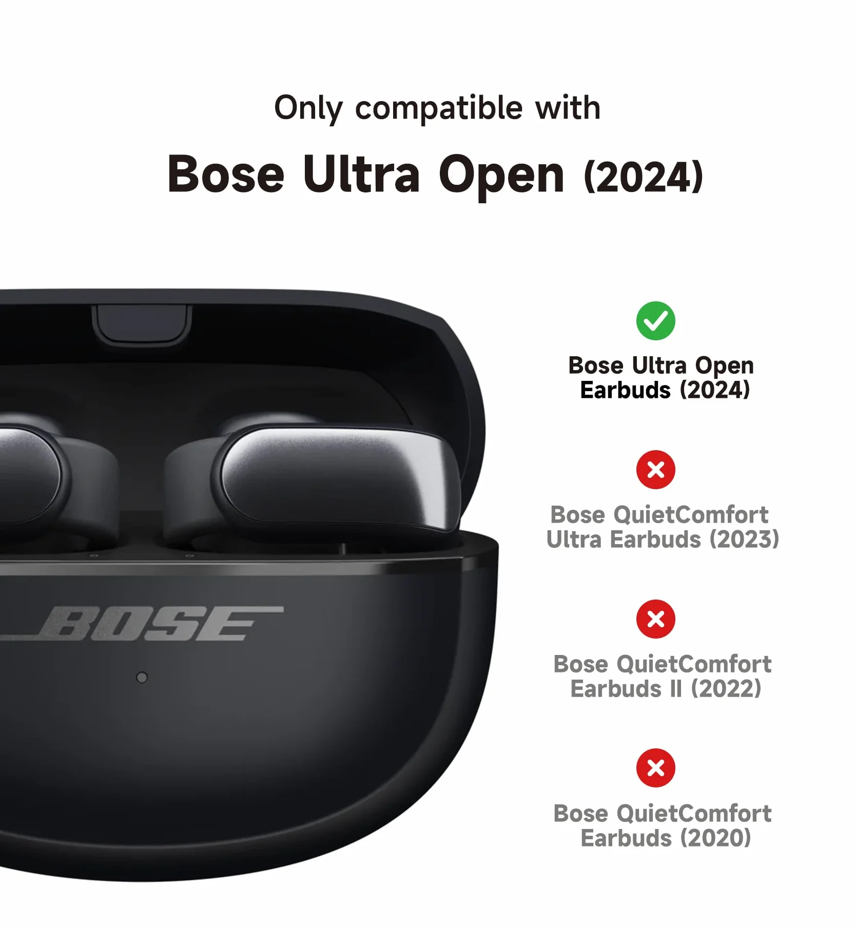 SURITCH Etui do słuchawek Bose Ultra Open (2024) TPU odporne na wstrząsy z karabiniczkiem