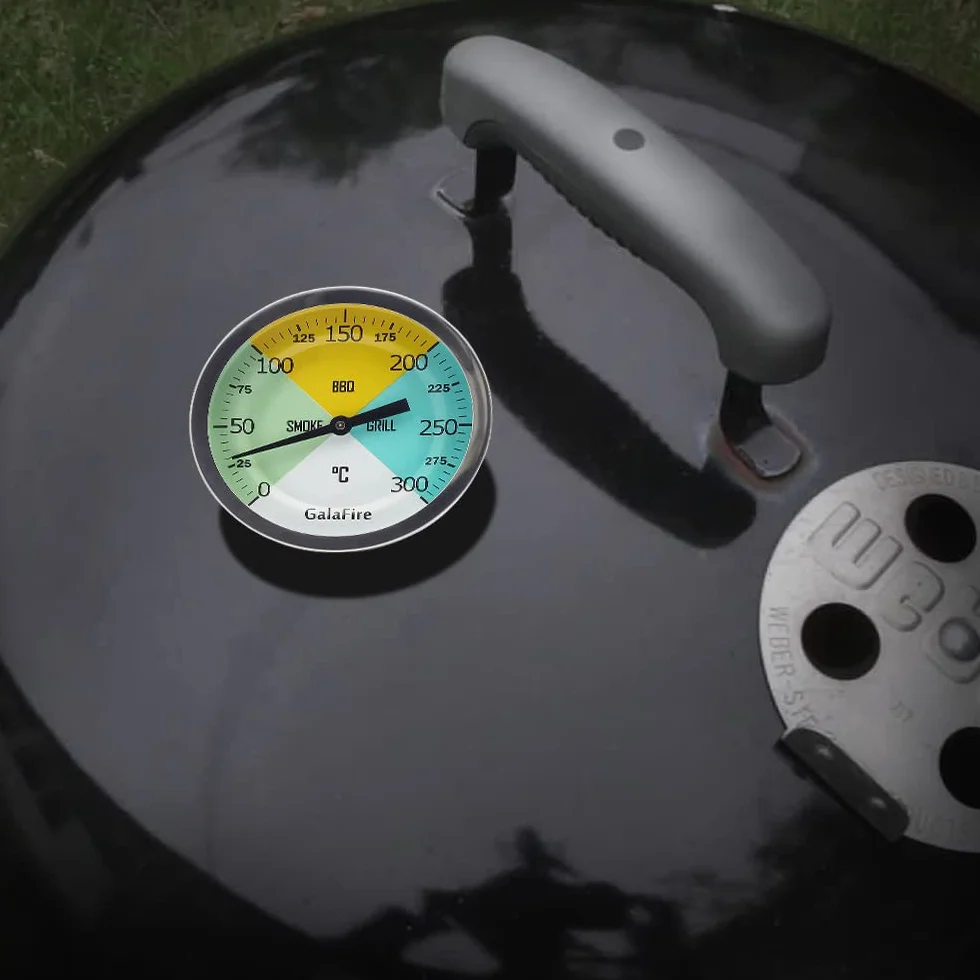 80 mm großes Zifferblatt 300 °C BBQ Grill Thermometer Holz Smoker Temp Gauge mit verlängertem 73 mm Stiel für Grillen Fleisch Kochen
