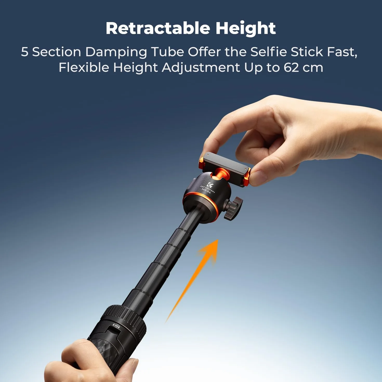 K&F CONCEPT Mini statyw do selfie 65 cm do Osmo Nano/Osmo Action 6, magnetyczne szybkie zapięcie, głowica kulowa 360°, wysuwany stojak i akcesoria (180 g, składany do 21 cm)