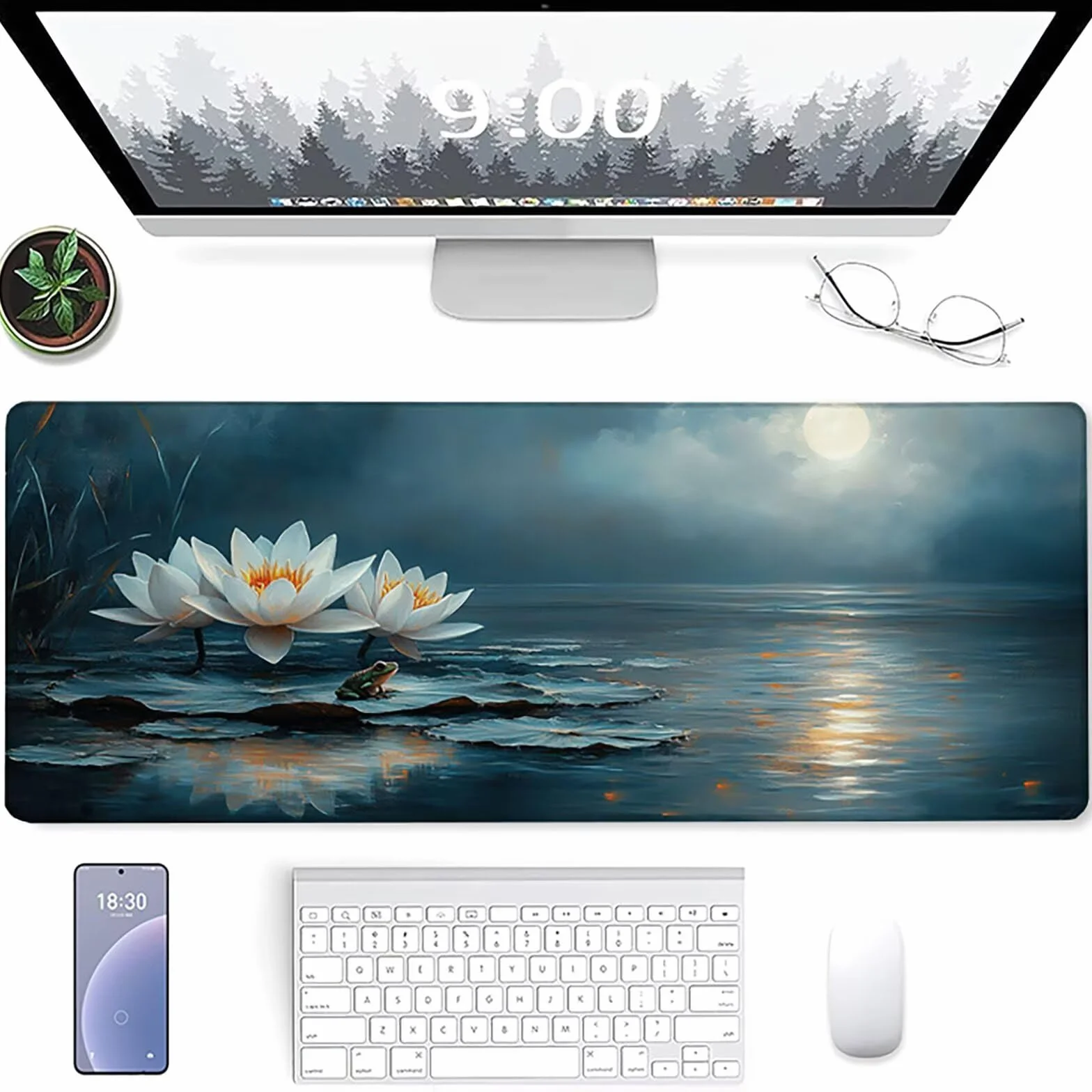 Podkładka pod mysz Biurko Zielona XXL 1200x600x3mm, Podkładka pod mysz do gier Księżyc, Poprawia Dokładność I Prędkość, Wodoodporna Podkładka Na Biurko Dla Graczy Akcesoria Do Komputera PC Z-1811