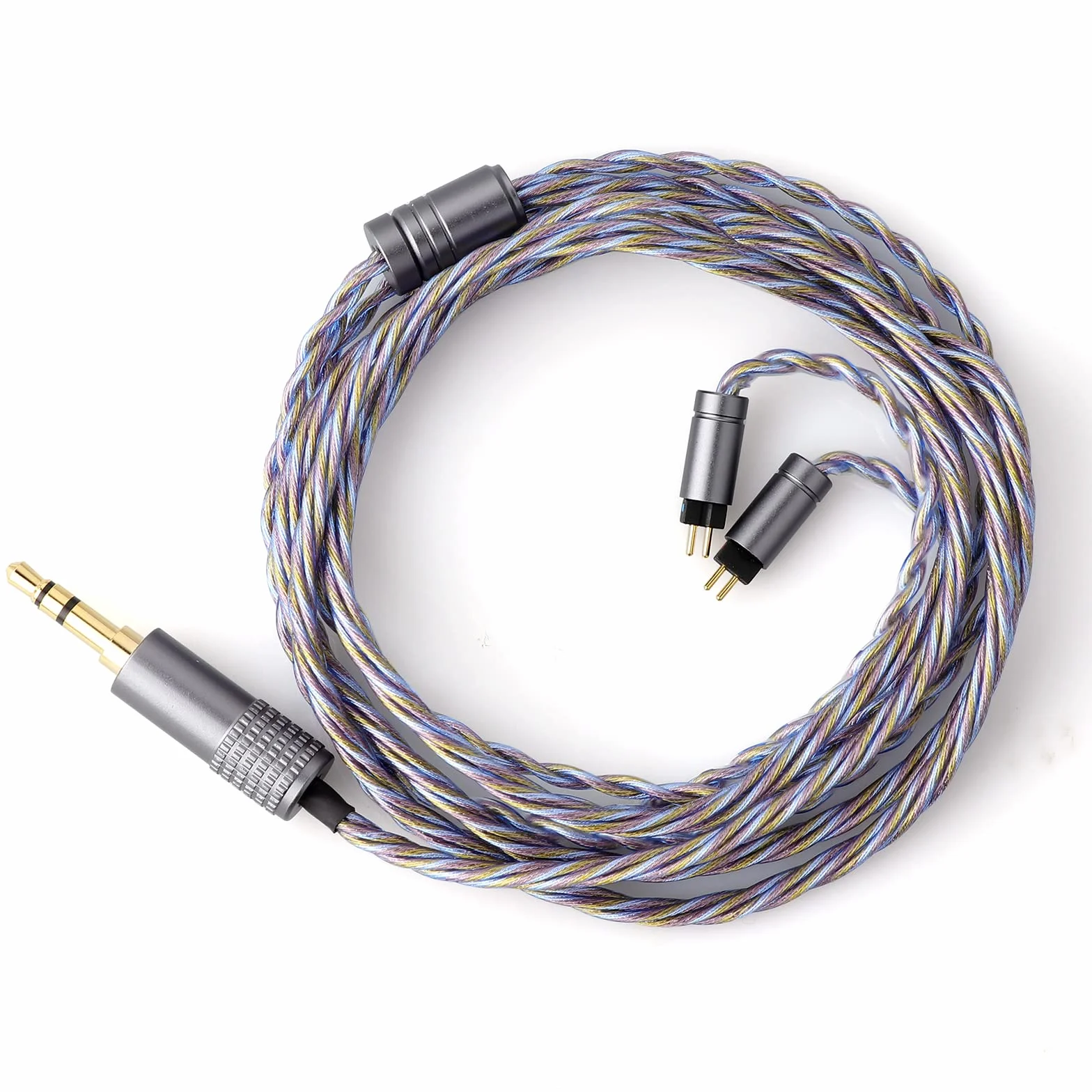 Linsoul Tripowin Zoe ulepszony kabel 4 przewody, czysta miedź, pozłacany, 24 AWG, KZ ZS10 PRO TINHIFI T2 T3 Plus (2-biegunowy, 0,78 mm)