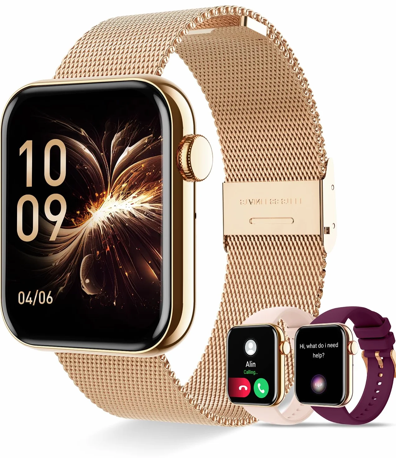 zegarek damski połączony z połączeniami i powiadomieniami, smartwatch damski monitor snu, krokomierz kalorii serca